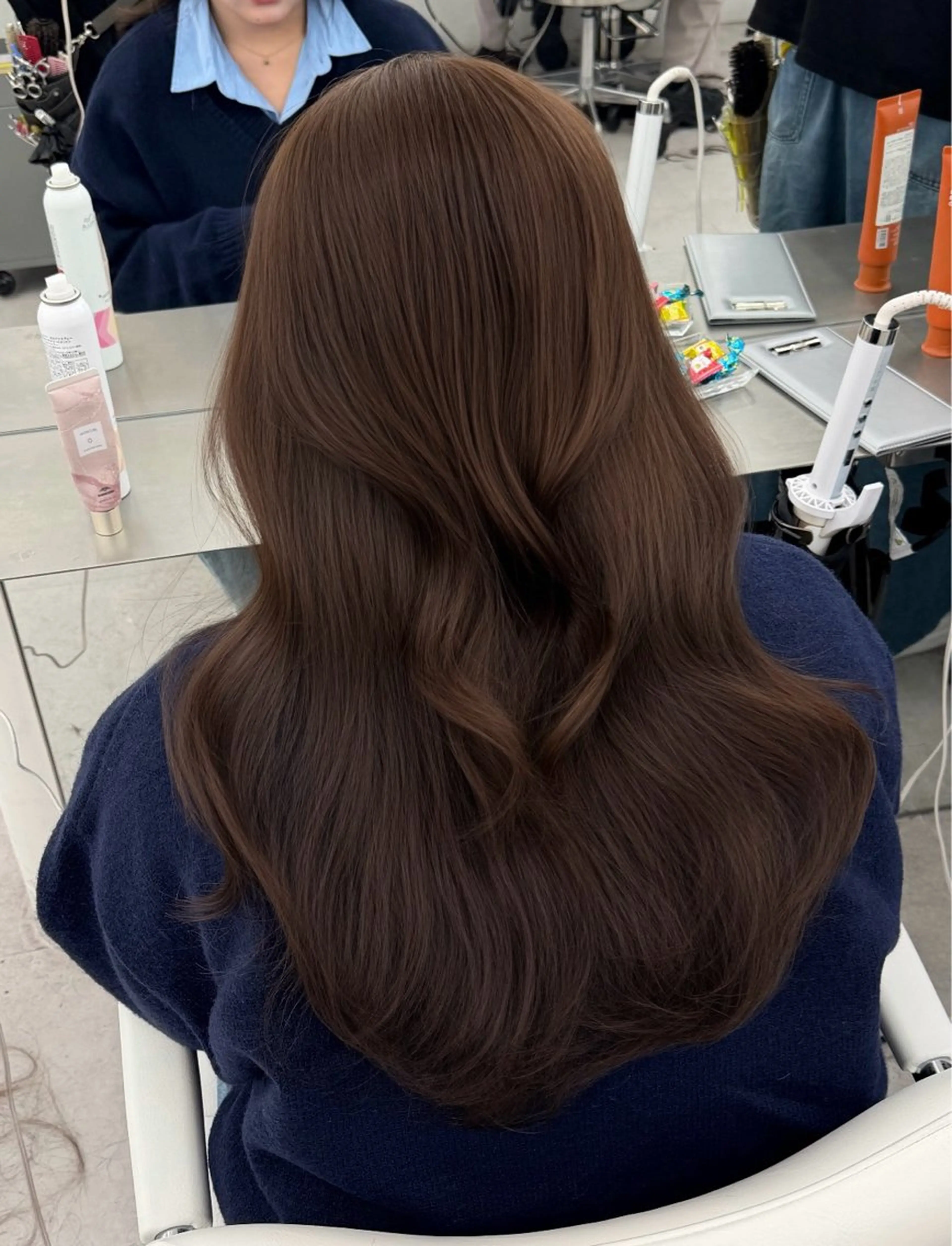 ロング カラー グレージュ オリーブグレージュ オリーブグレー カット ヘアカラー トリートメント 韓国ヘア/顔周り ヘアセット/加藤優里のヘアスタイル