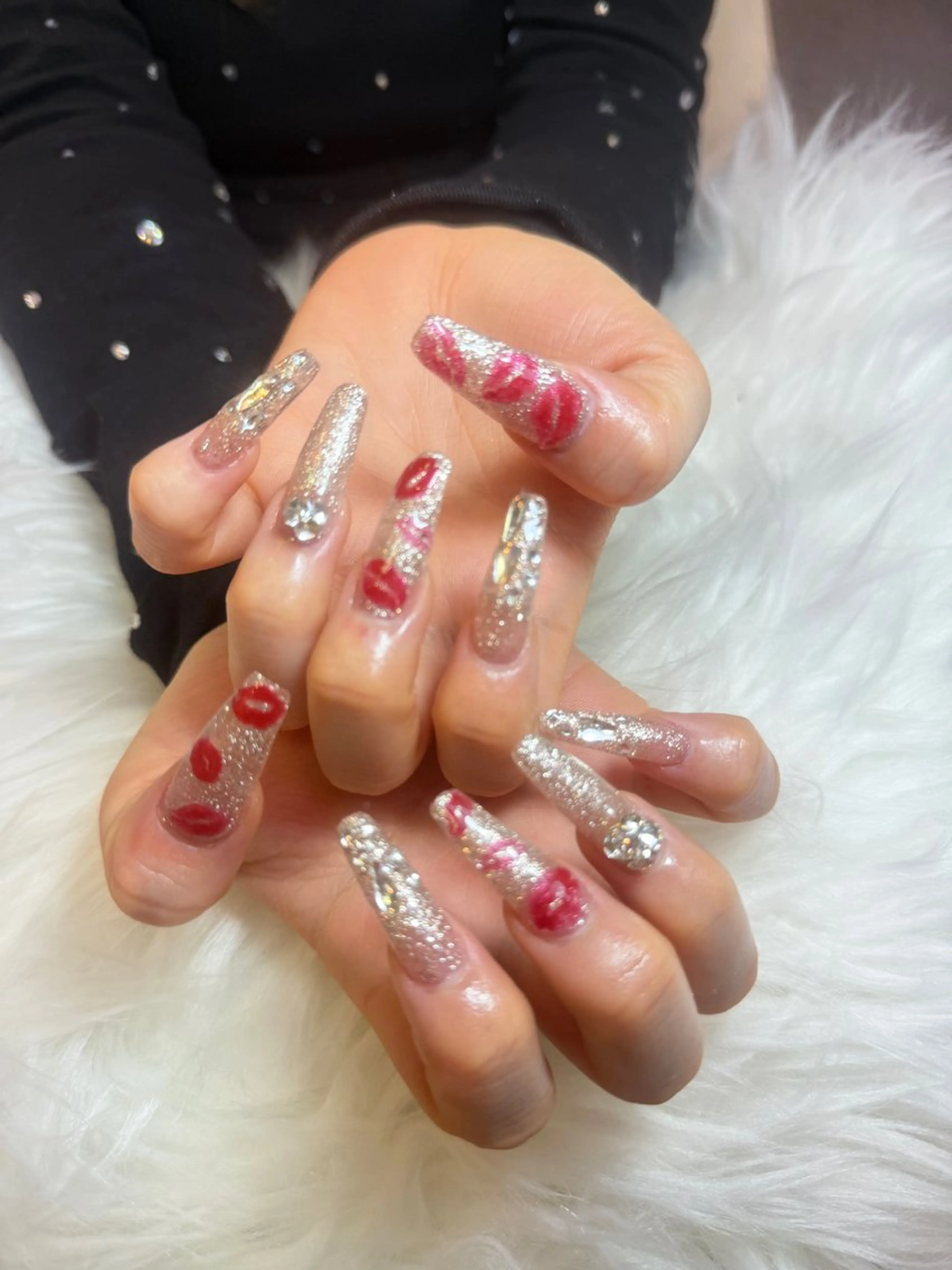 ネイル ジェルネイル キラキラネイル 韓国ネイル ラメ(グリッター) ロングネイル MEO MEO NAIL  守山のネイルデザイン