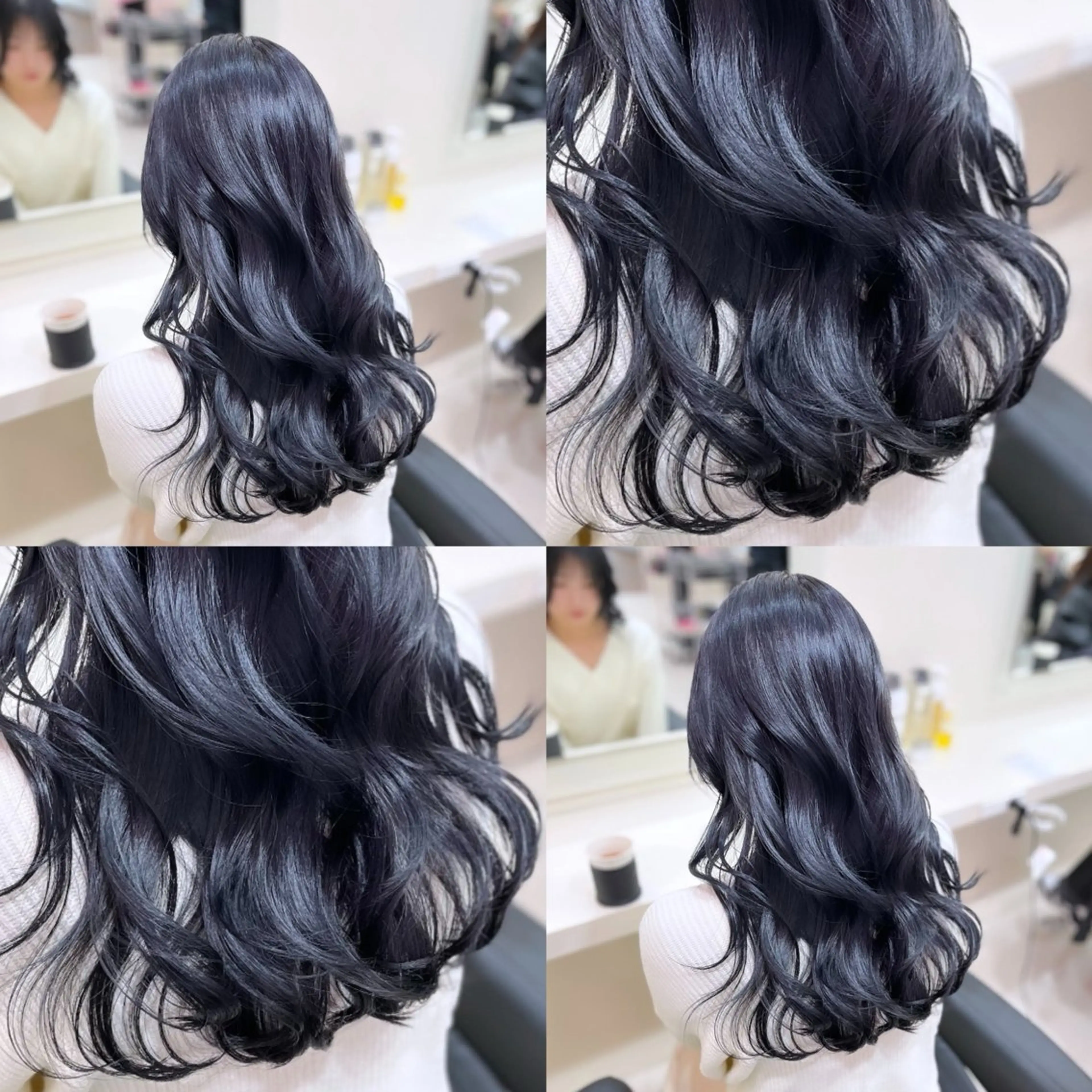 ロング 髪質改善 韓国風ヘア レイヤーカット 似合わせカット カット ヘアカラー トリートメント 透明感× ブルーブラック/池袋のヘアスタイル