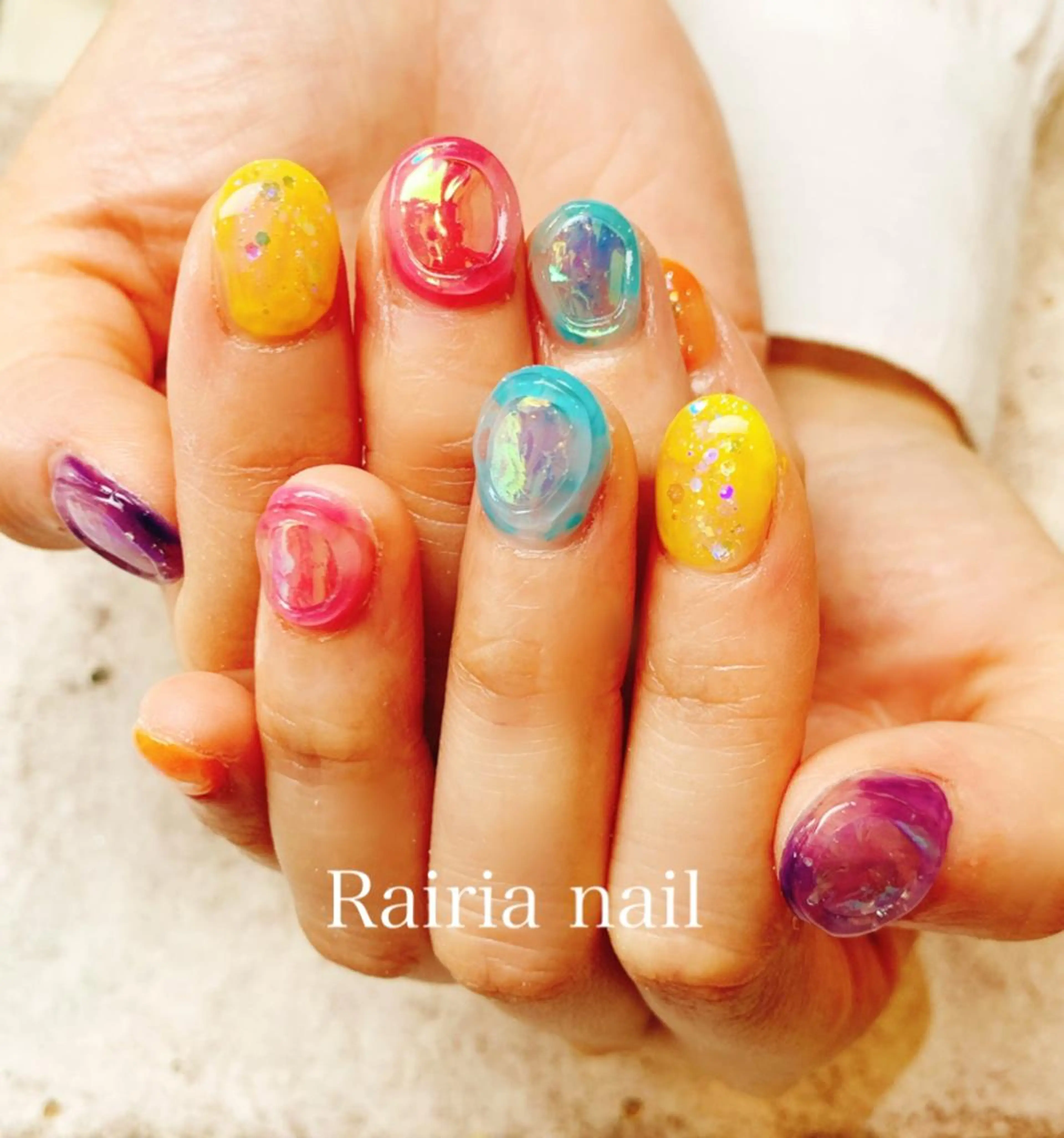 ネイル フットネイル ジェルネイル ラメ(グリッター) 春ネイル 夏ネイル Rairia nail本八幡店のネイルデザイン