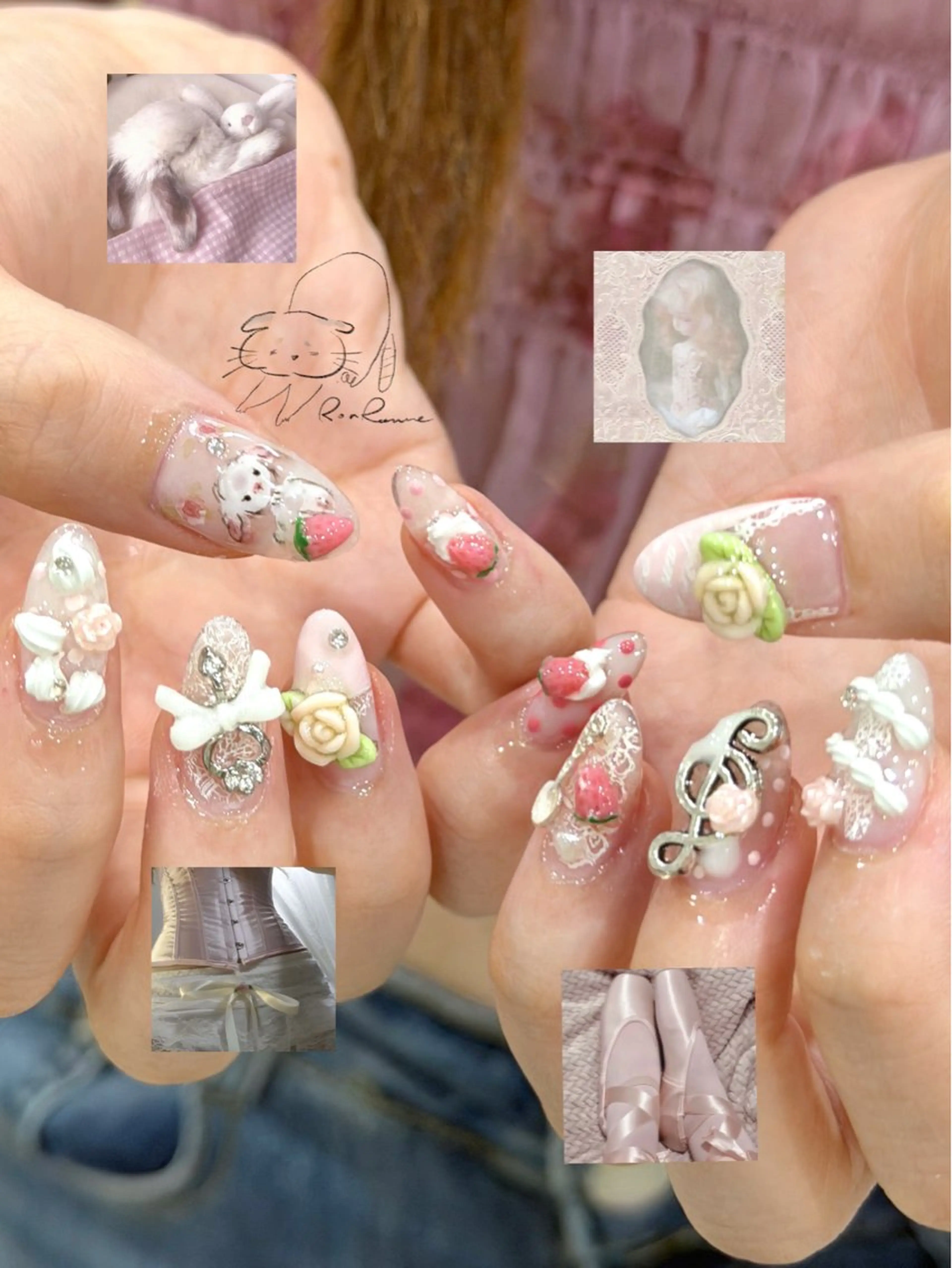 ネイル オーロラネイル 長さ出し フレンチネイル ジェルネイル ミラーネイル ハンドネイル ronronne .のネイルデザイン