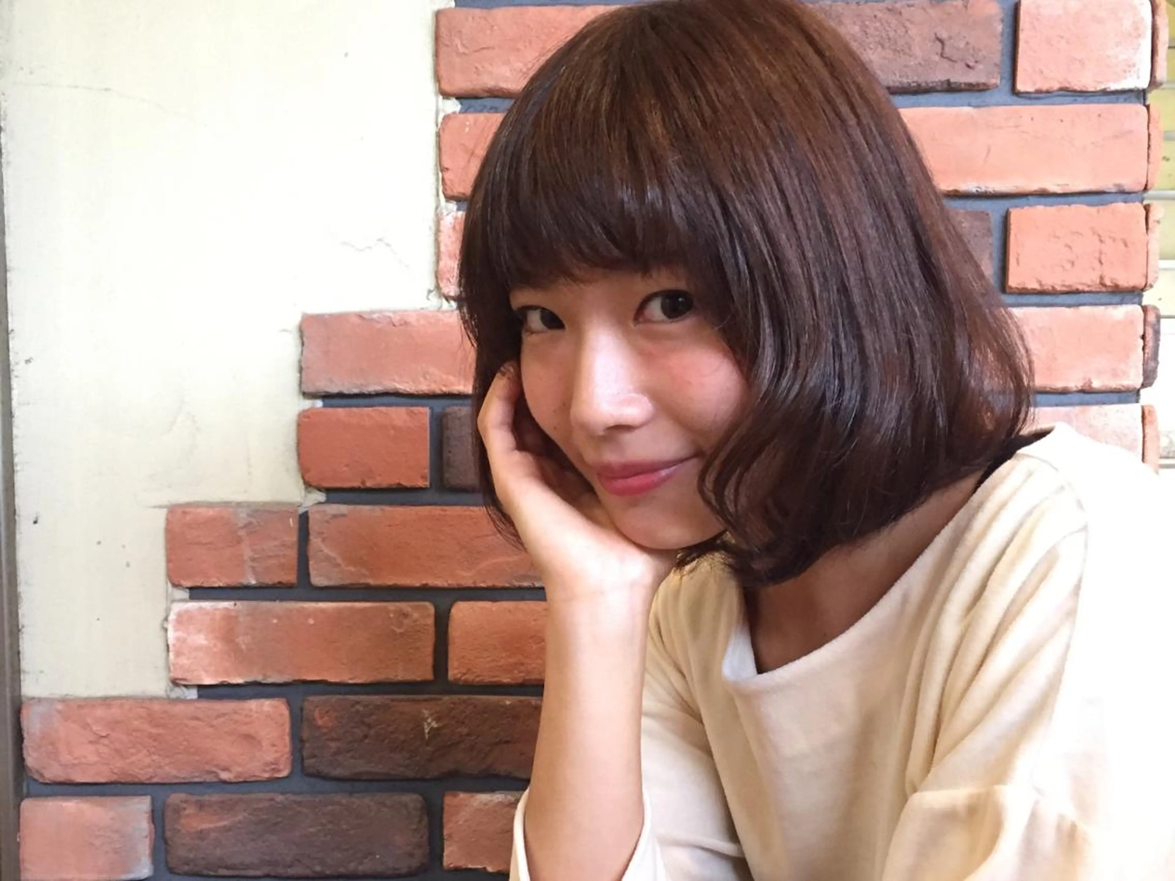 ミディアム カラー パーマ 鎌田 祥江のヘアスタイル