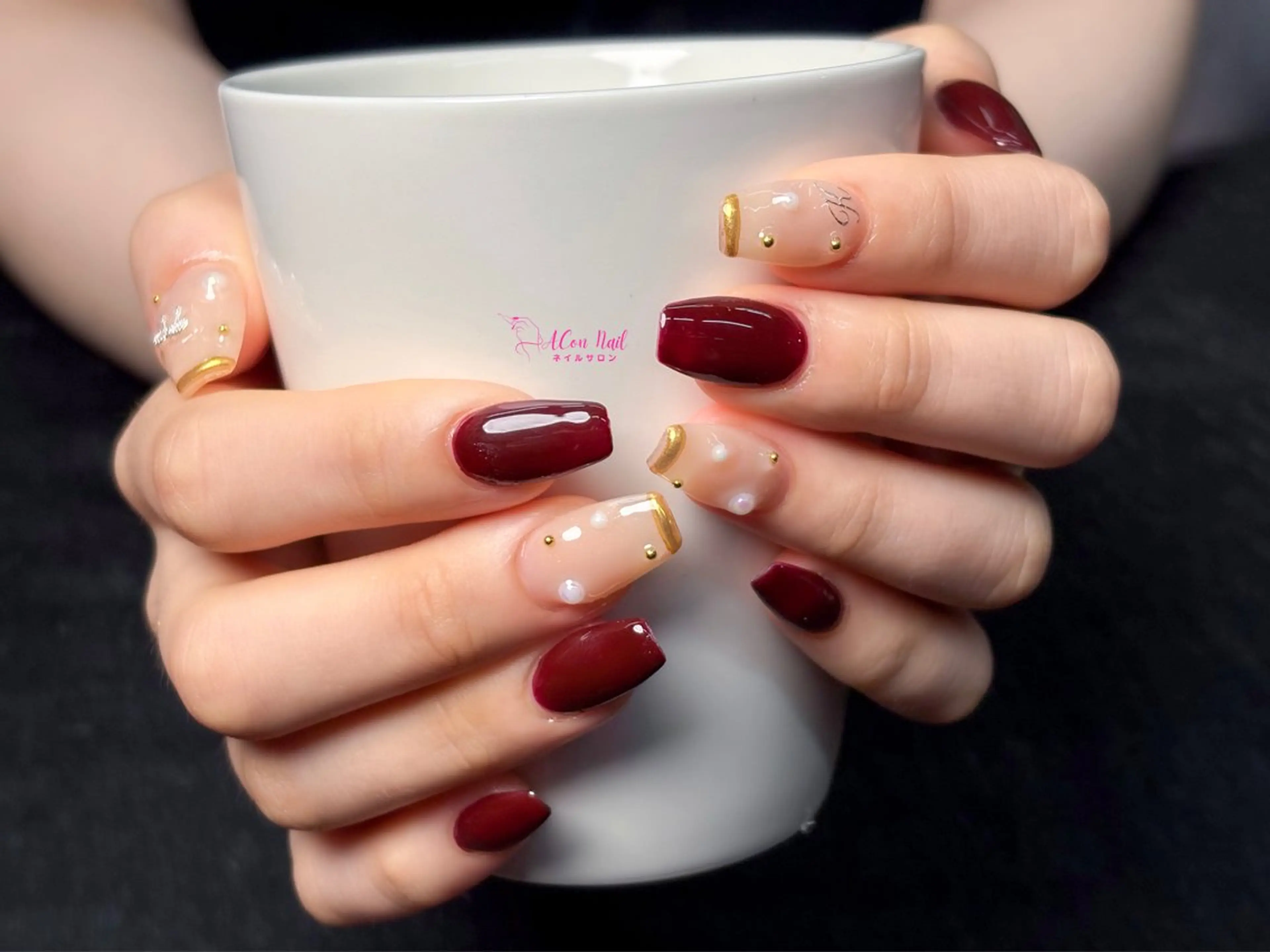 ネイル 桜ネイル 長さ出し フラワーネイル フレンチネイル ジェルネイル ハンドネイル ACon NailSalonのネイルデザイン