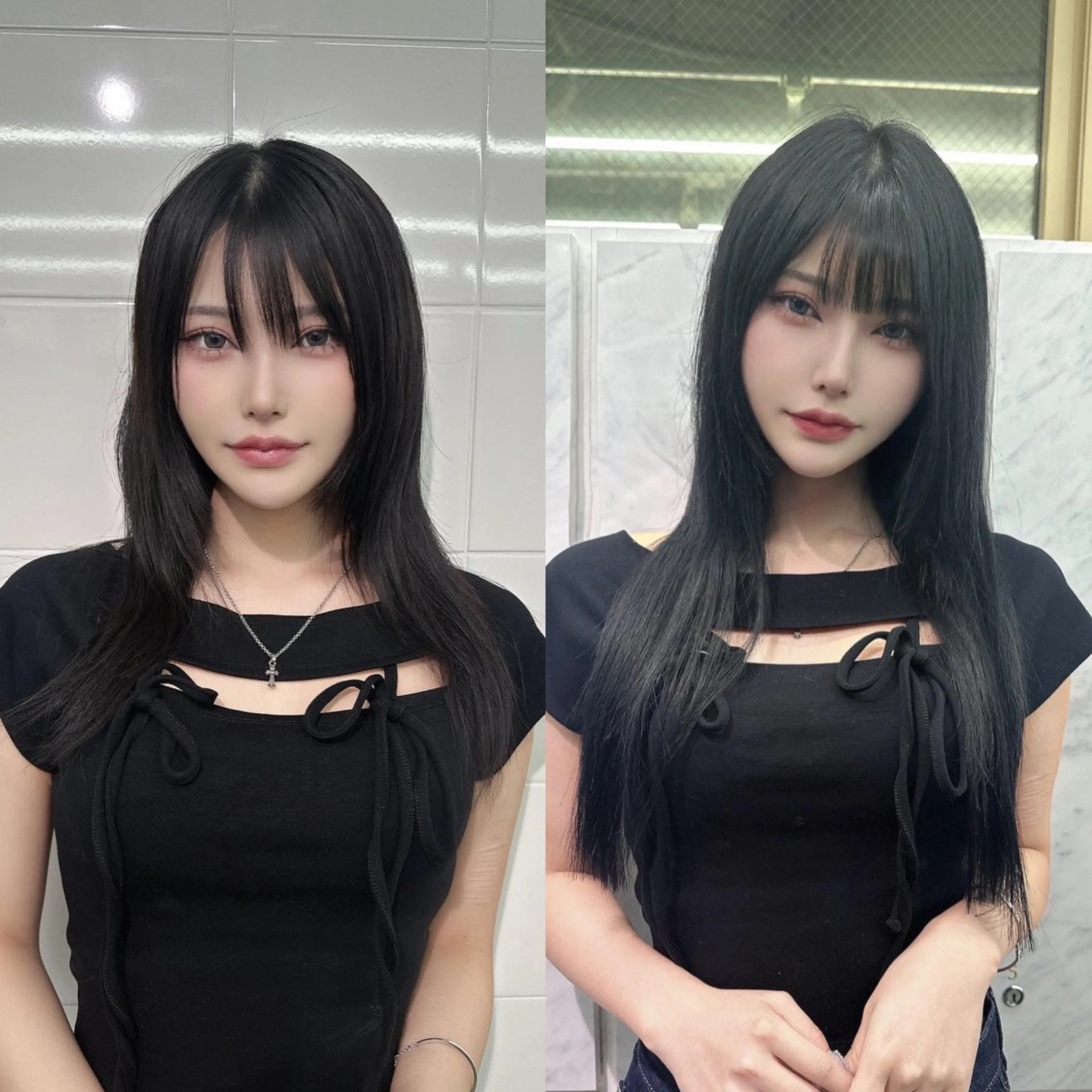 ロング カラー ヘアアレンジ プルエクステ 黒髪 エクステ ロング 🎀プルエクステ みまひかる🎀のヘアスタイル