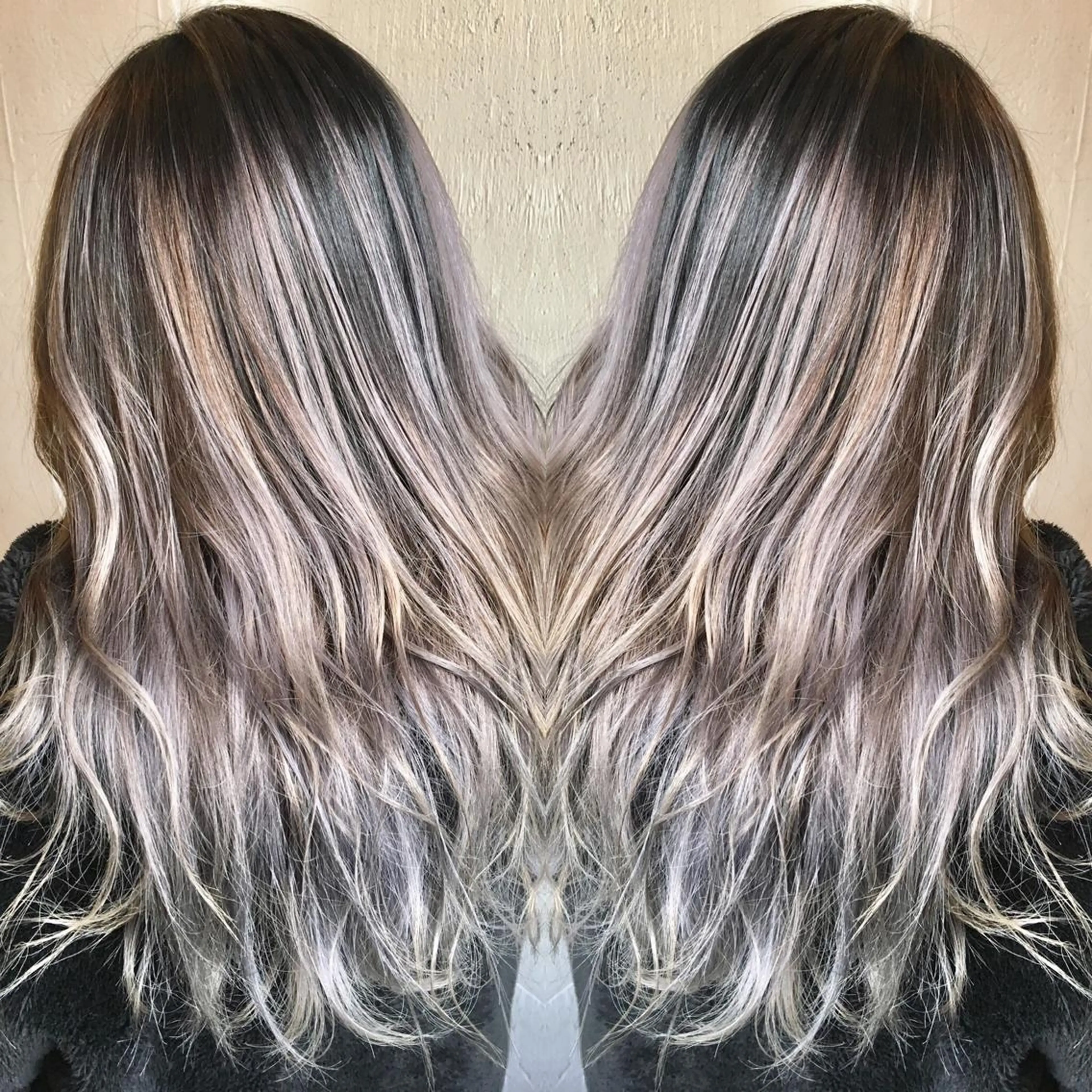 ロング カラー バレイヤージュ ブリーチ ケアブリーチ シルバー レイヤーカット レイヤー/大人メンズ パーマ🌀 平島拓也のヘアスタイル