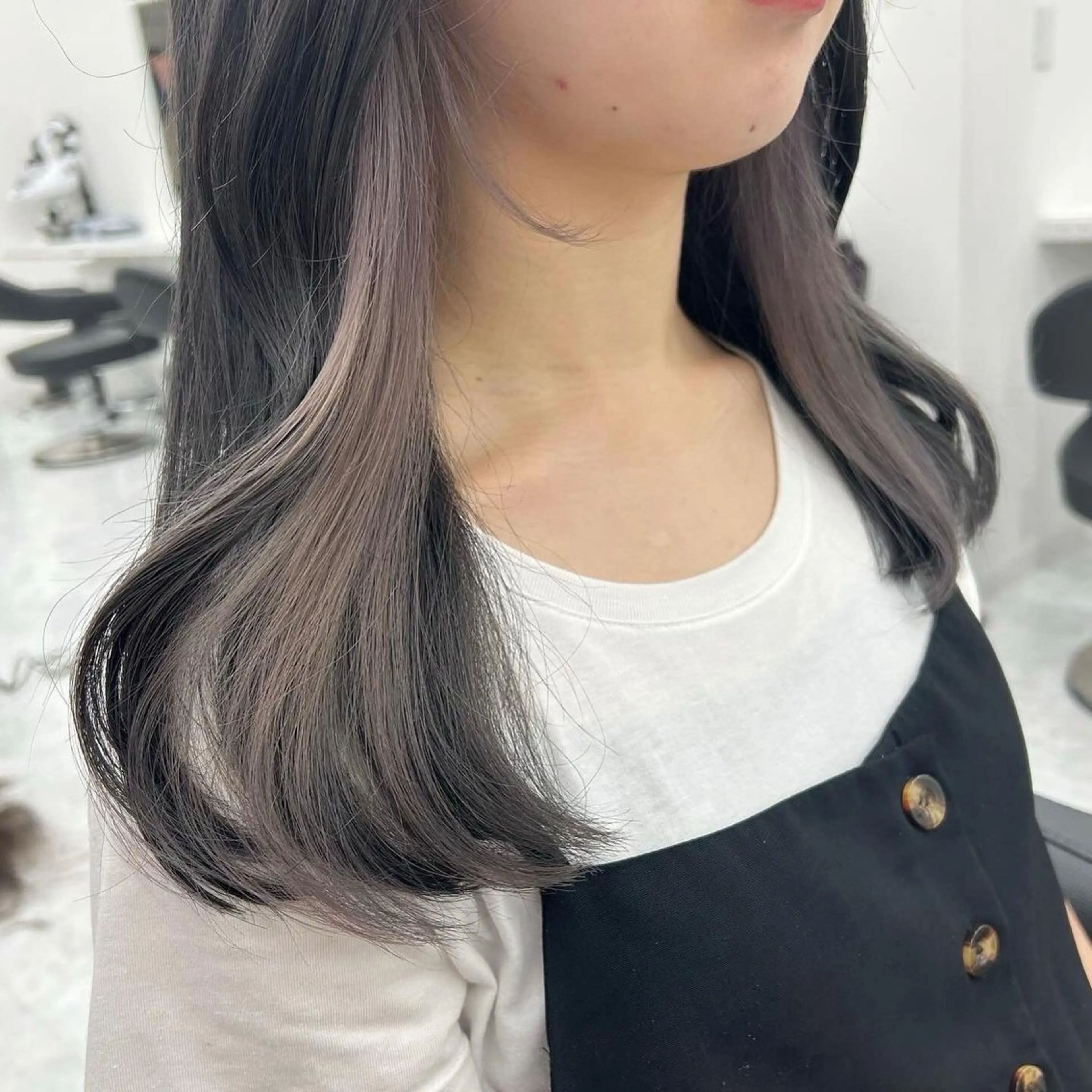 セミロング ヘアアレンジ キッズ ヘアカラー トリートメント mai🍑暖色カラー /レイヤー💖のヘアスタイル