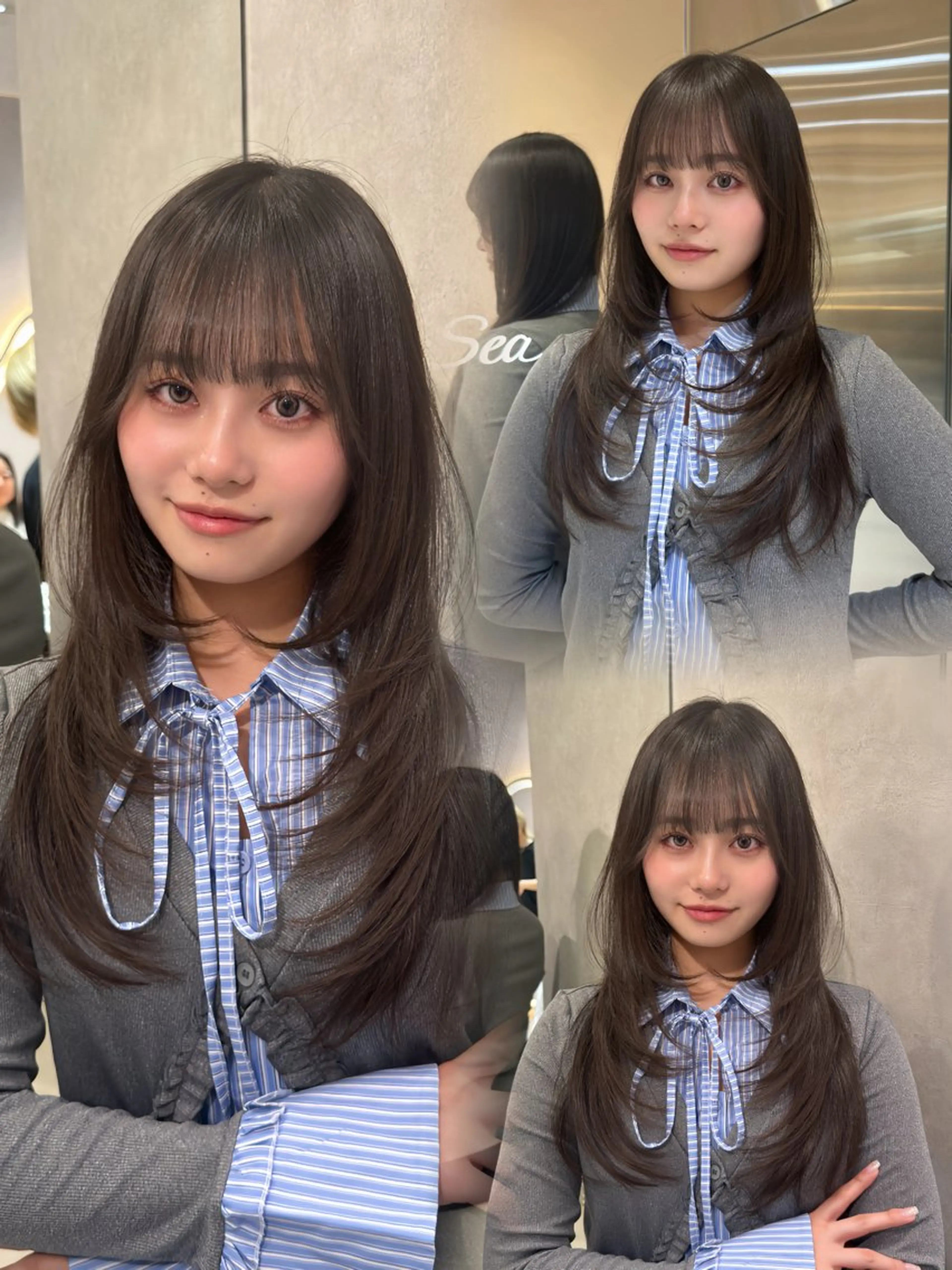 ロング カラー 韓国風ヘア レイヤーカット カット トリートメント 今っぽレイヤーカット グレージュ/リョウヤのヘアスタイル