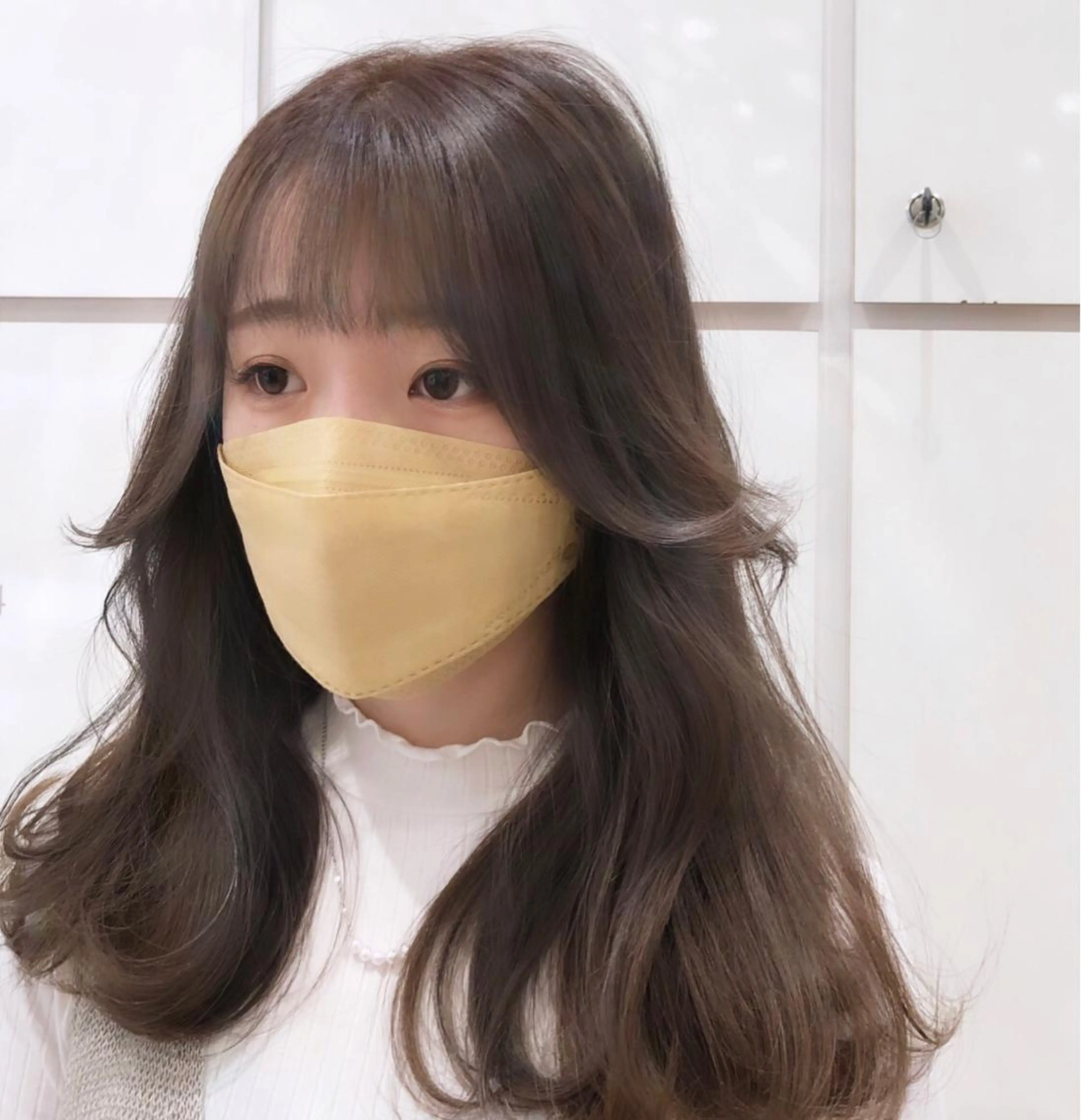 ロング カラー ブリーチ 透明感カラー ブリーチなしカラー 顔まわりレイヤー 顔周りカット マツパ♡アイブロウ 南草津のマツエク・マツパデザイン