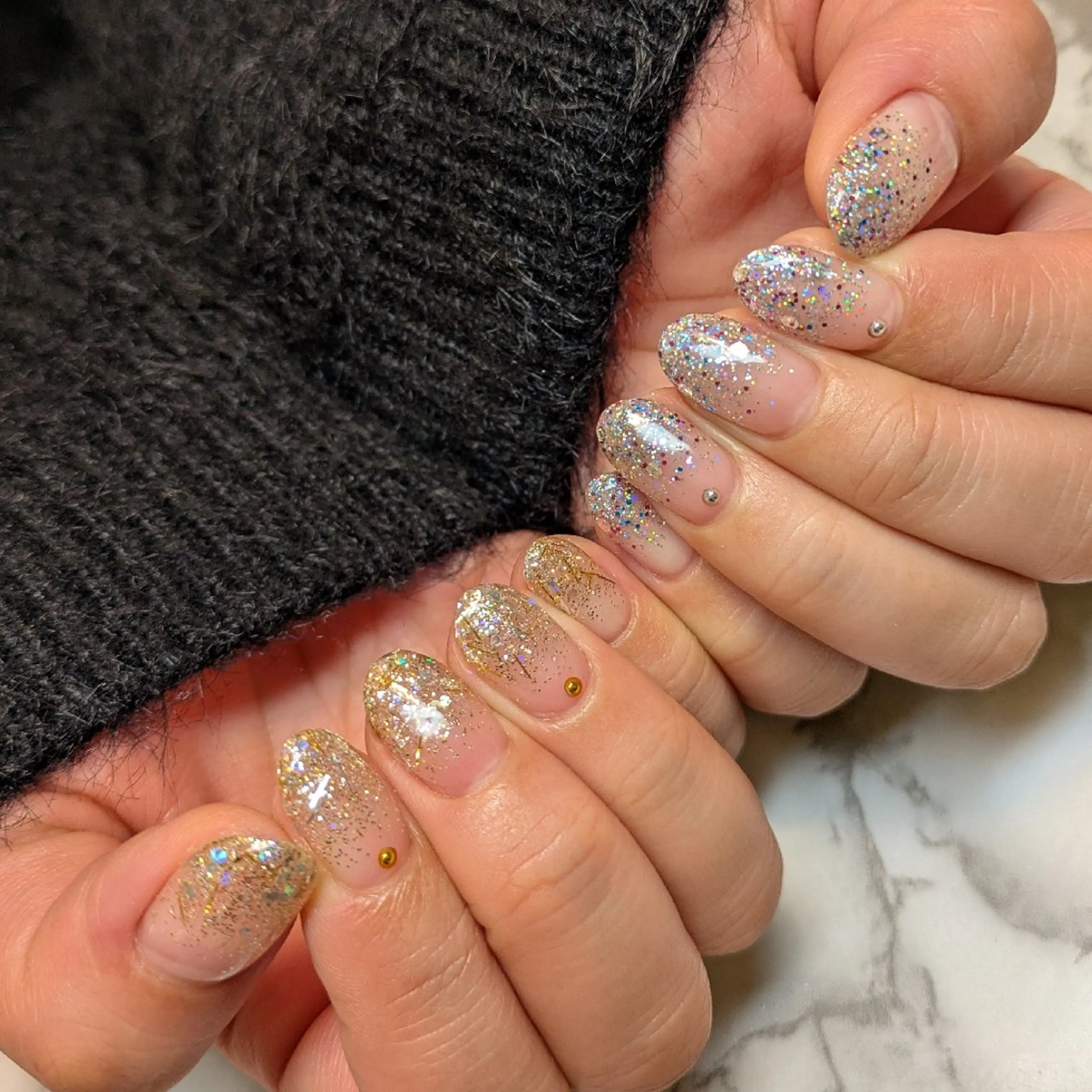 ネイル ラメ(グリッター) ラメグラデーション ジェヌインネイル 河内のネイルデザイン