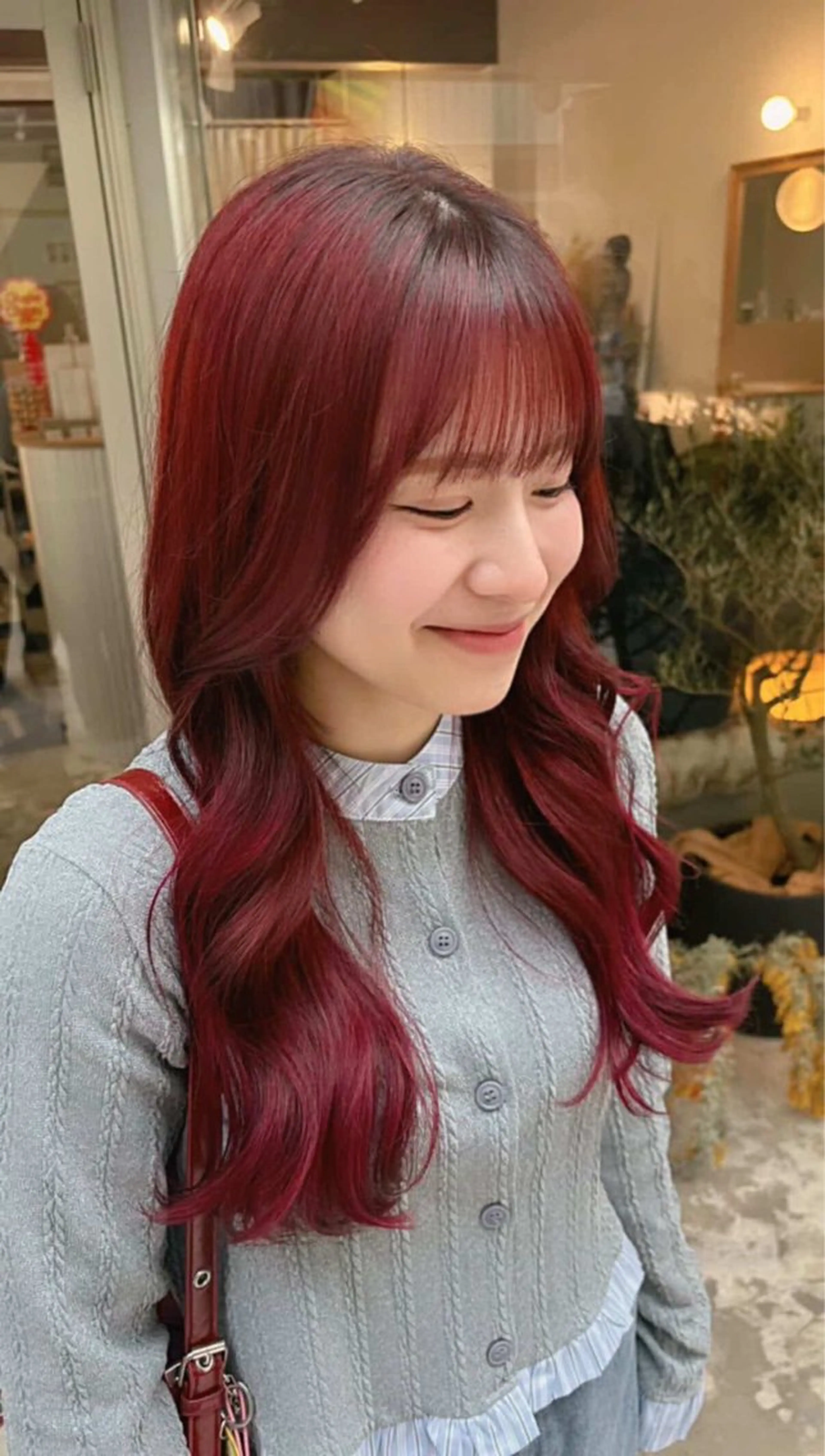 ロング カラー レッドカラー ヘアカラー トリートメント 田中 美海のヘアスタイル