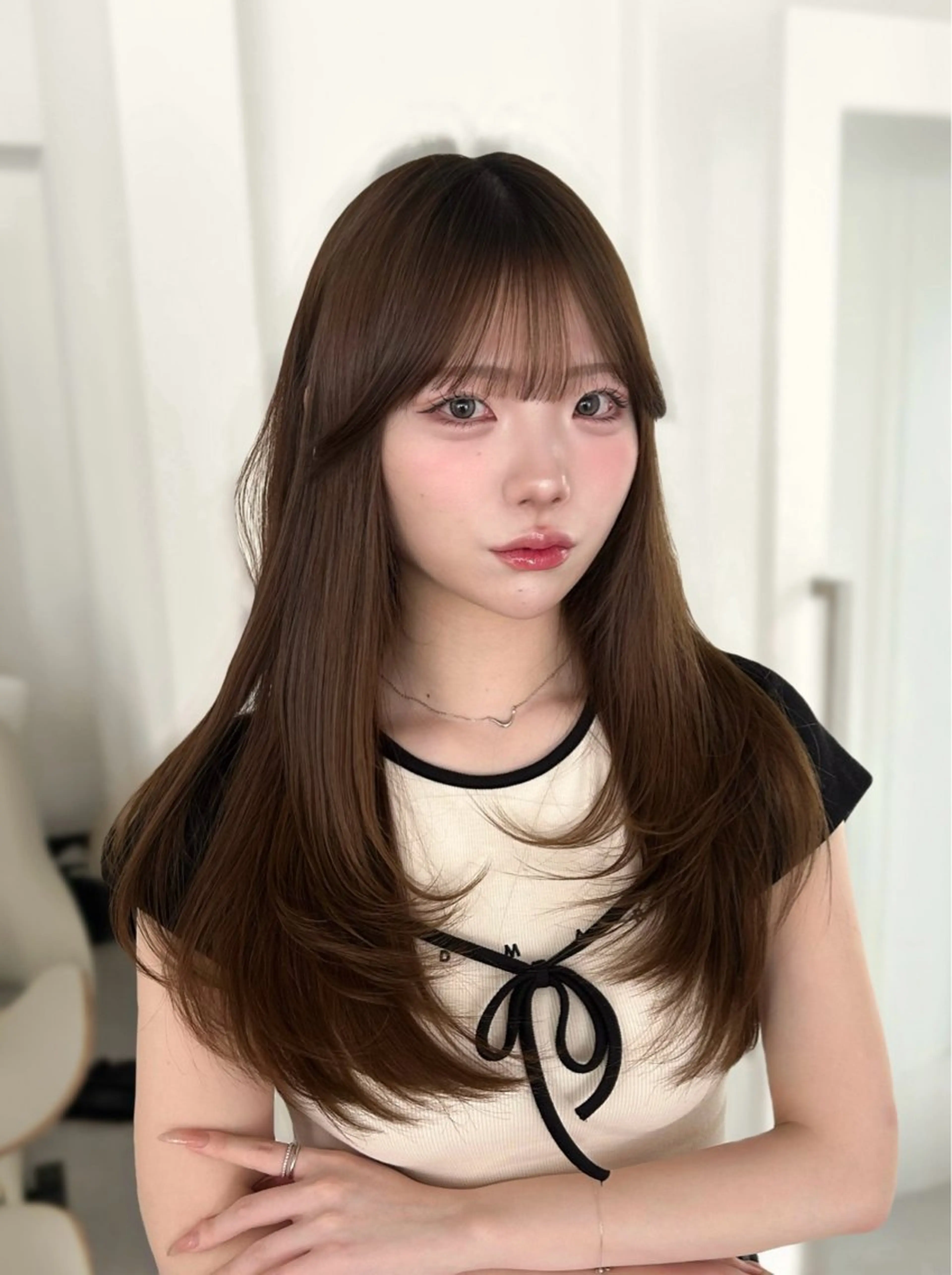 ロング カラー カット トリートメント 韓国ヘア/顔周り ヘアセット/加藤優里のヘアスタイル