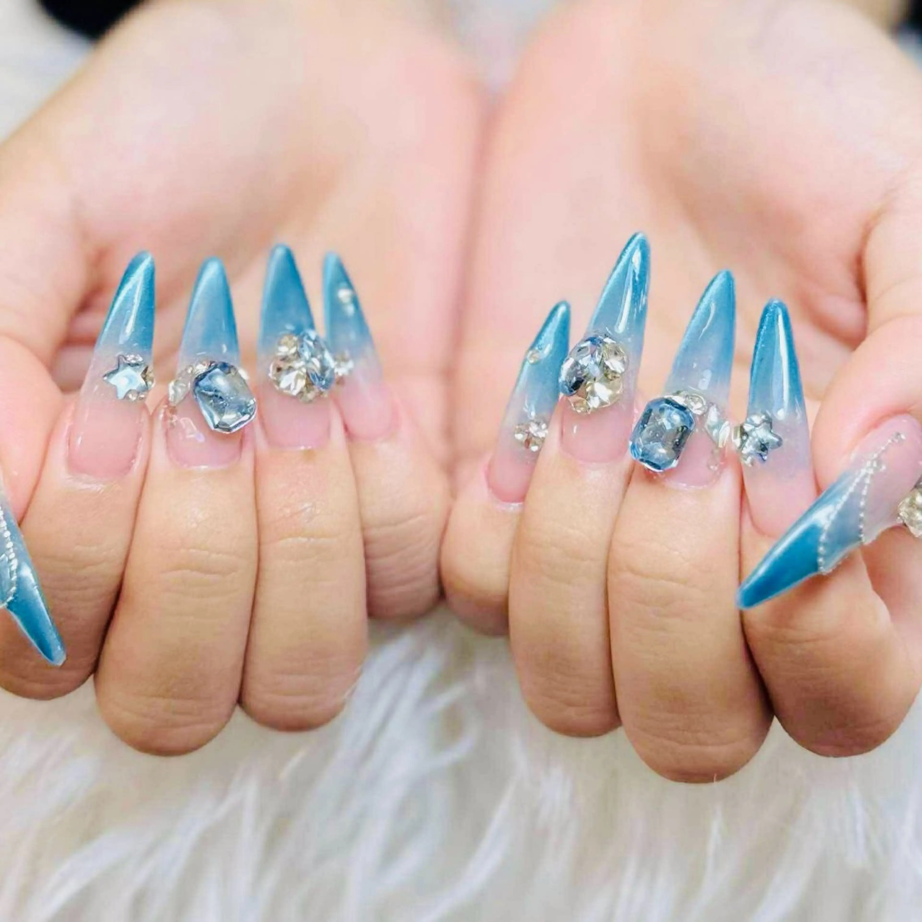 ネイル チークネイル 長さ出し フラッシュネイル フレンチネイル グラデーション ハンドネイル AN NAIL SALONのネイルデザイン