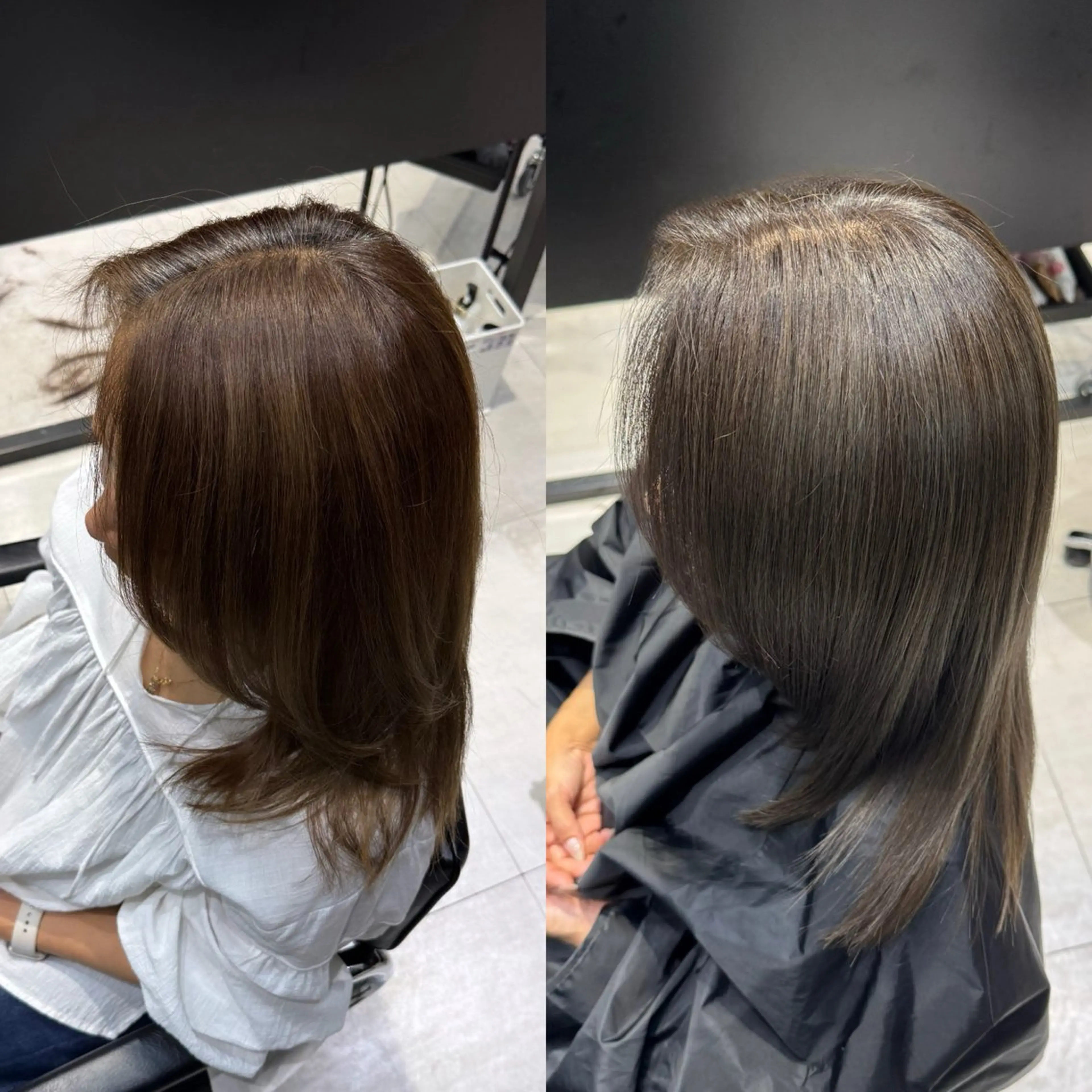 セミロング 白髪ぼかし/髪質 改善/KOMORIのヘアスタイル