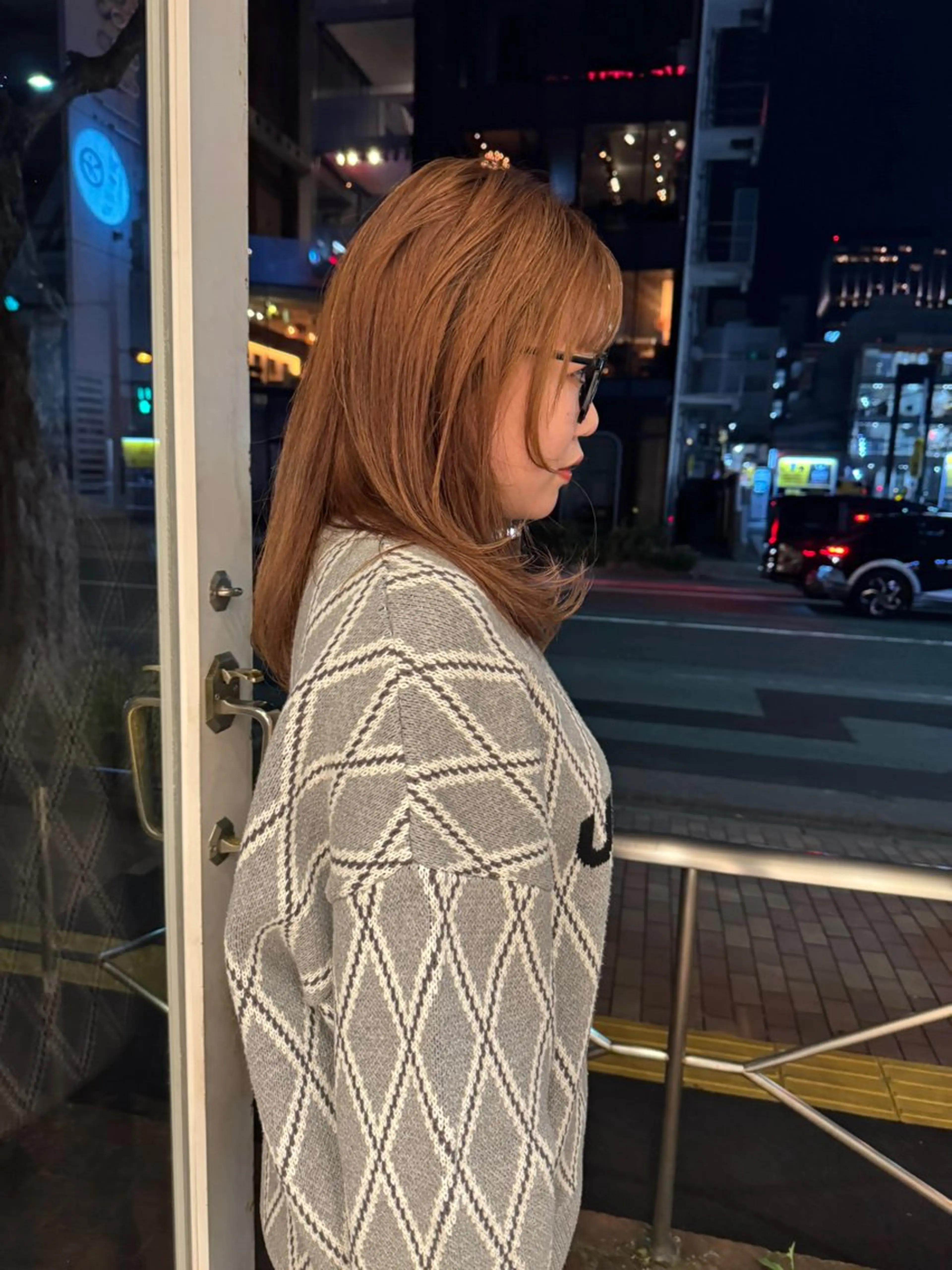 ミディアム カラー ブリーチ ブリーチなしカラー ボブ /凜花のヘアスタイル