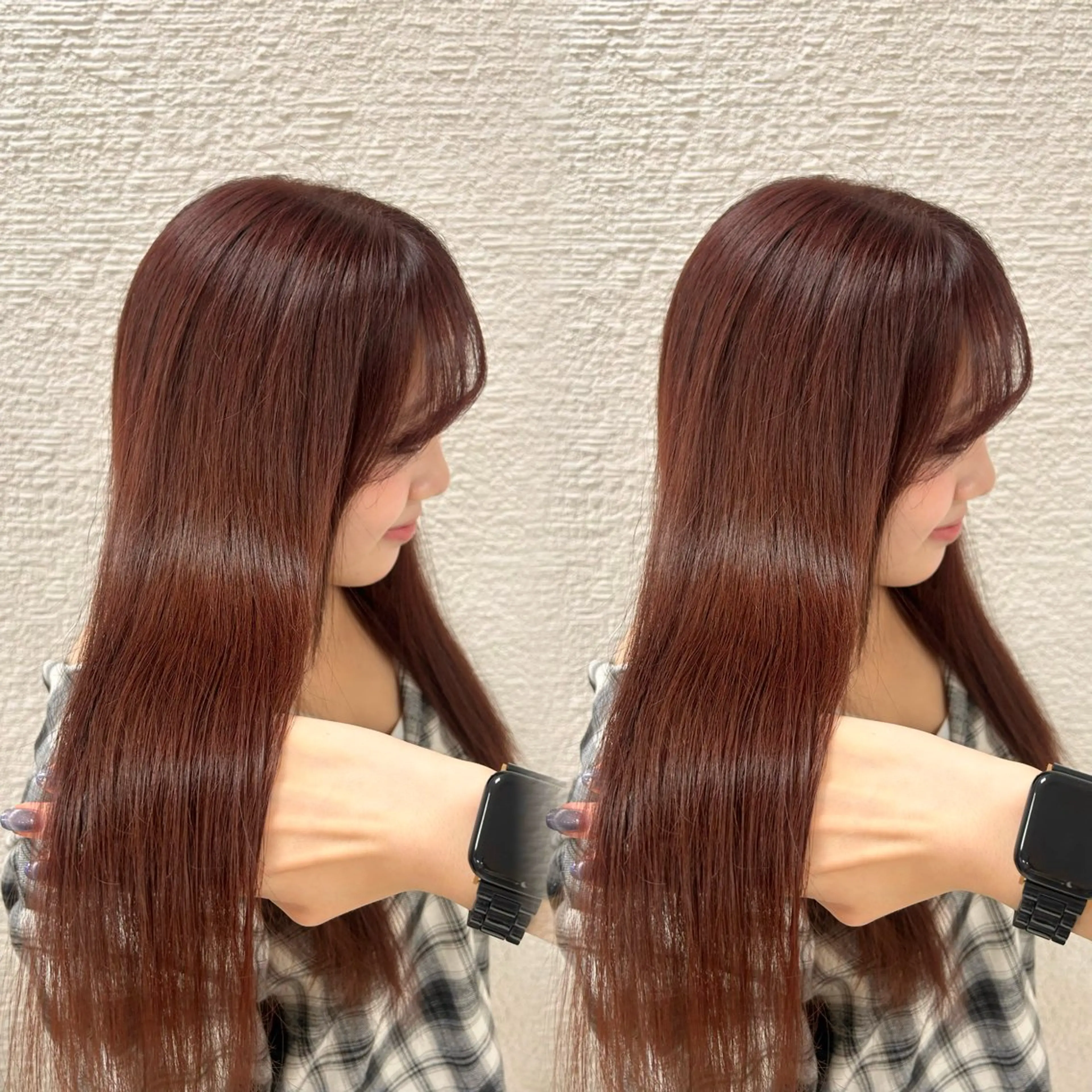 ロング カラー カット ヘアカラー トリートメント ヘッドスパ ヘアセット ベージュ/つや髪/ レイヤー／ゆいなのヘアスタイル