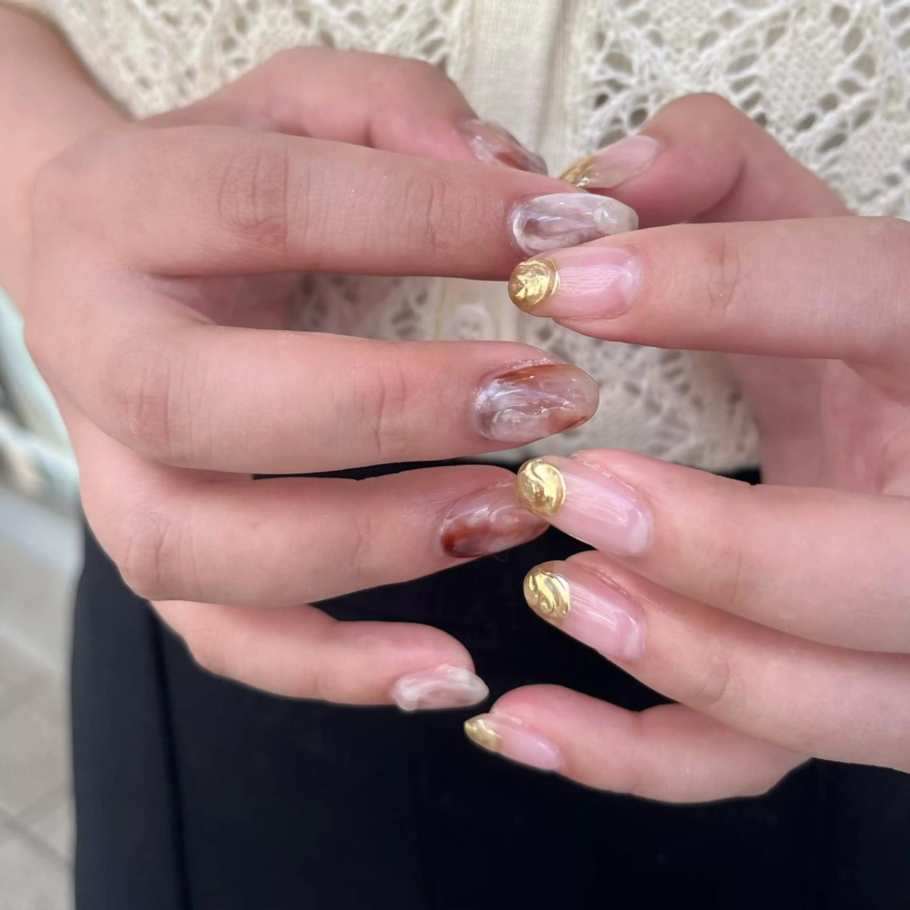 ネイル ブラウン ニュアンスネイル MUKUTOU nail 　YUKIのネイルデザイン