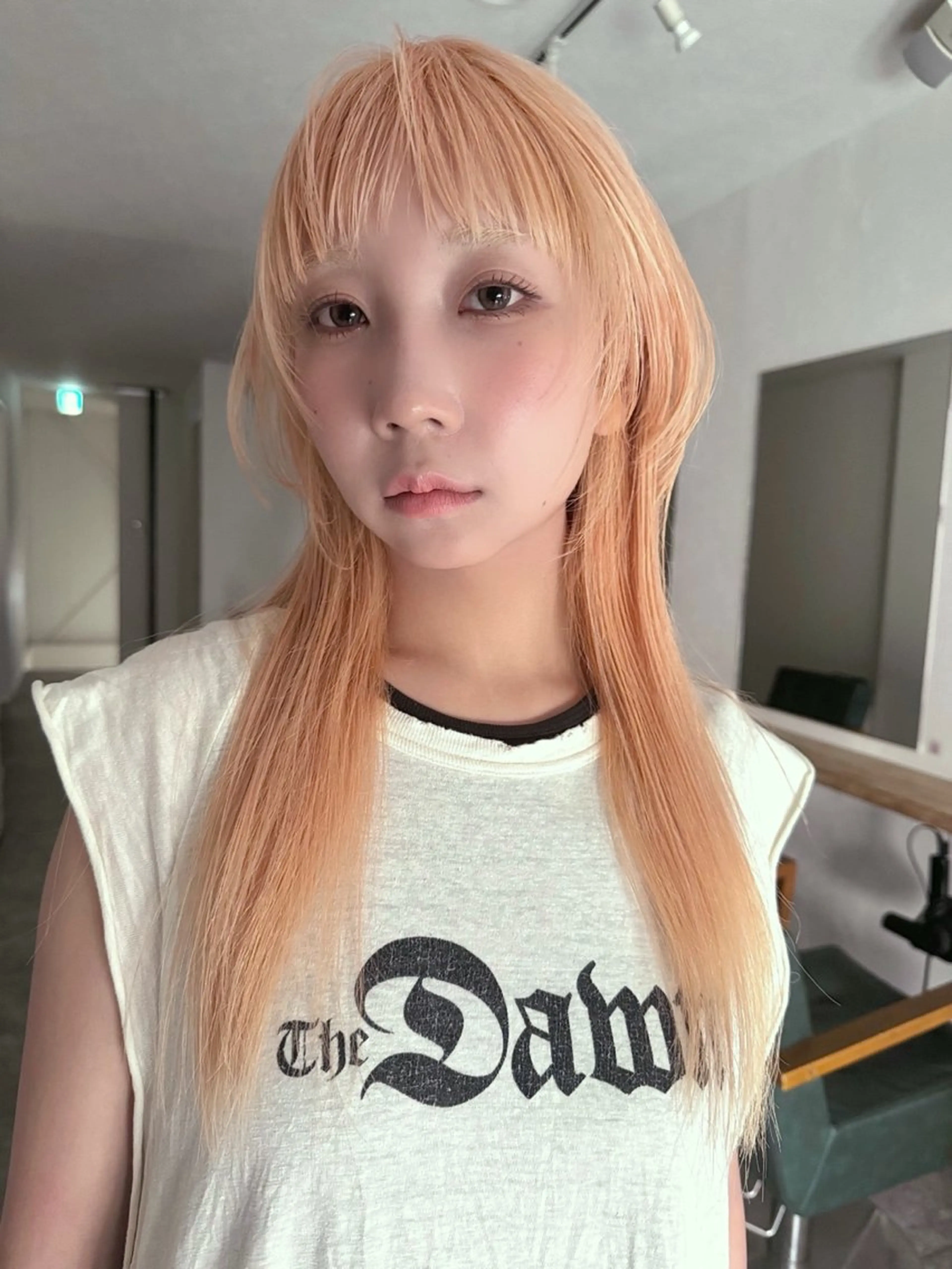 ロング カラー ヘアアレンジ オレンジ 丸山渉/表参道 レイヤーボブのヘアスタイル