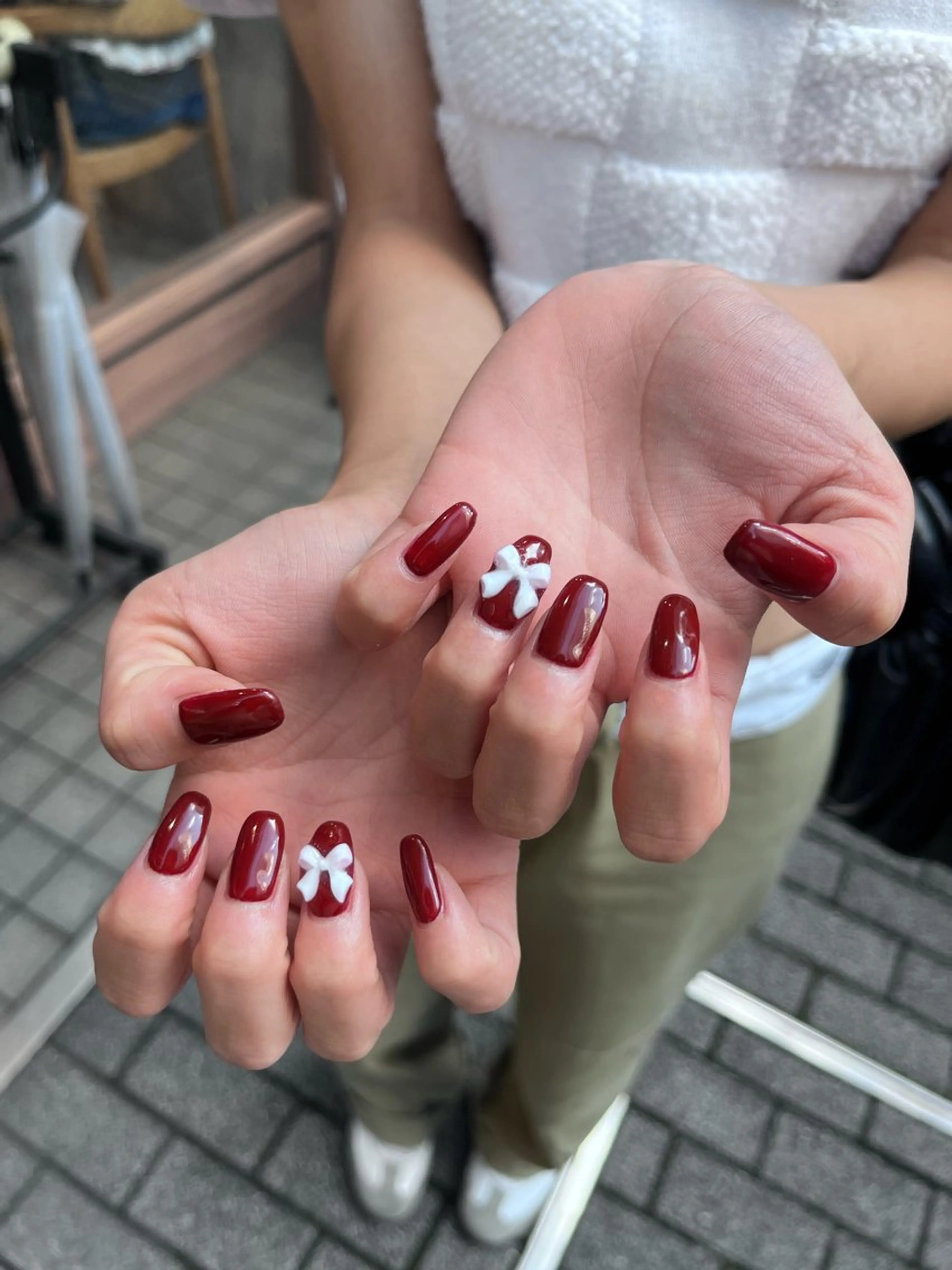 ネイル ワンカラーネイル 赤色 ハンドネイル レイヤー/nail COCOROのヘアスタイル