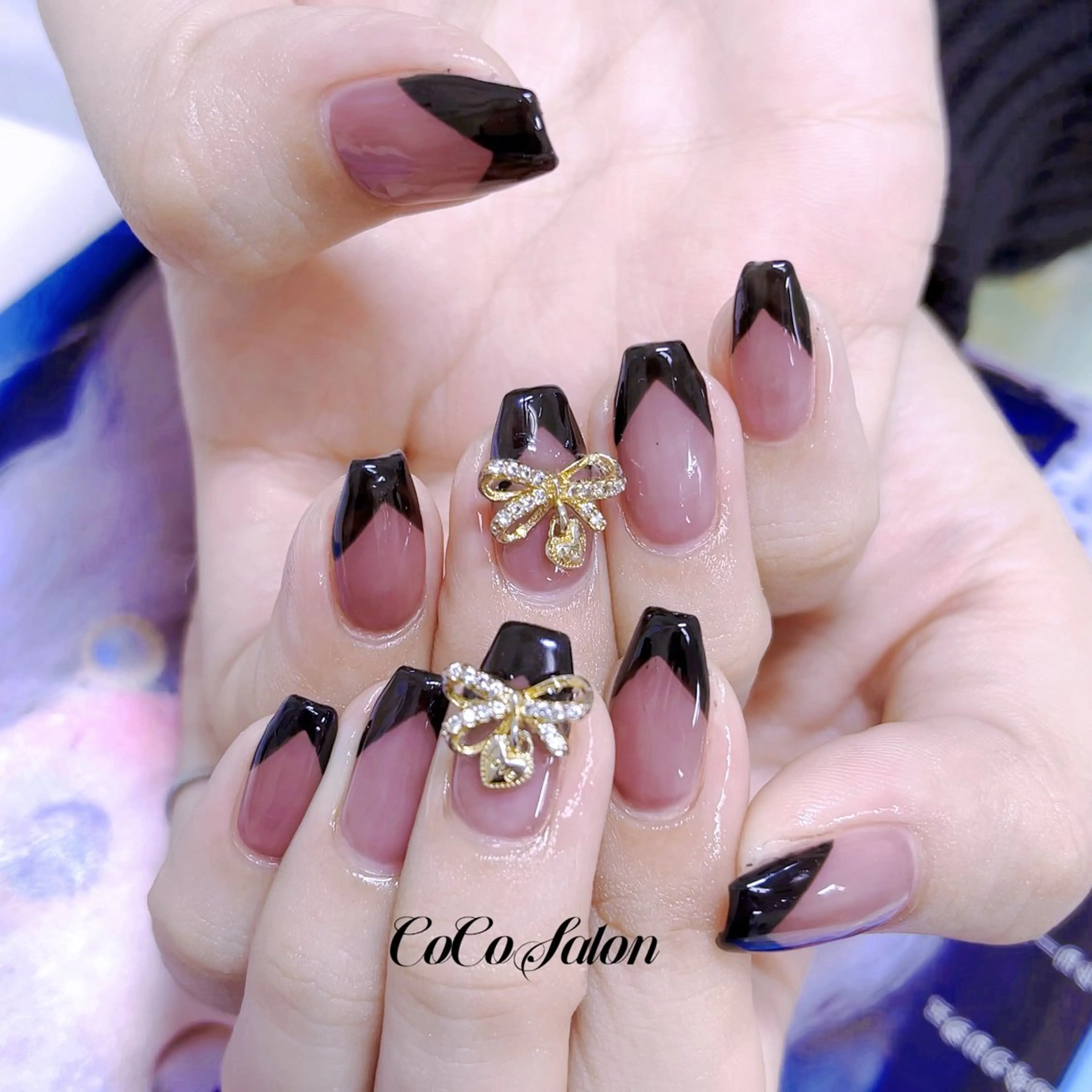 ネイル 長さ出し フレンチネイル ジェルネイル パラジェル パープル ハンドネイル CoCoSalon ネイル/まつ毛予約のネイルデザイン