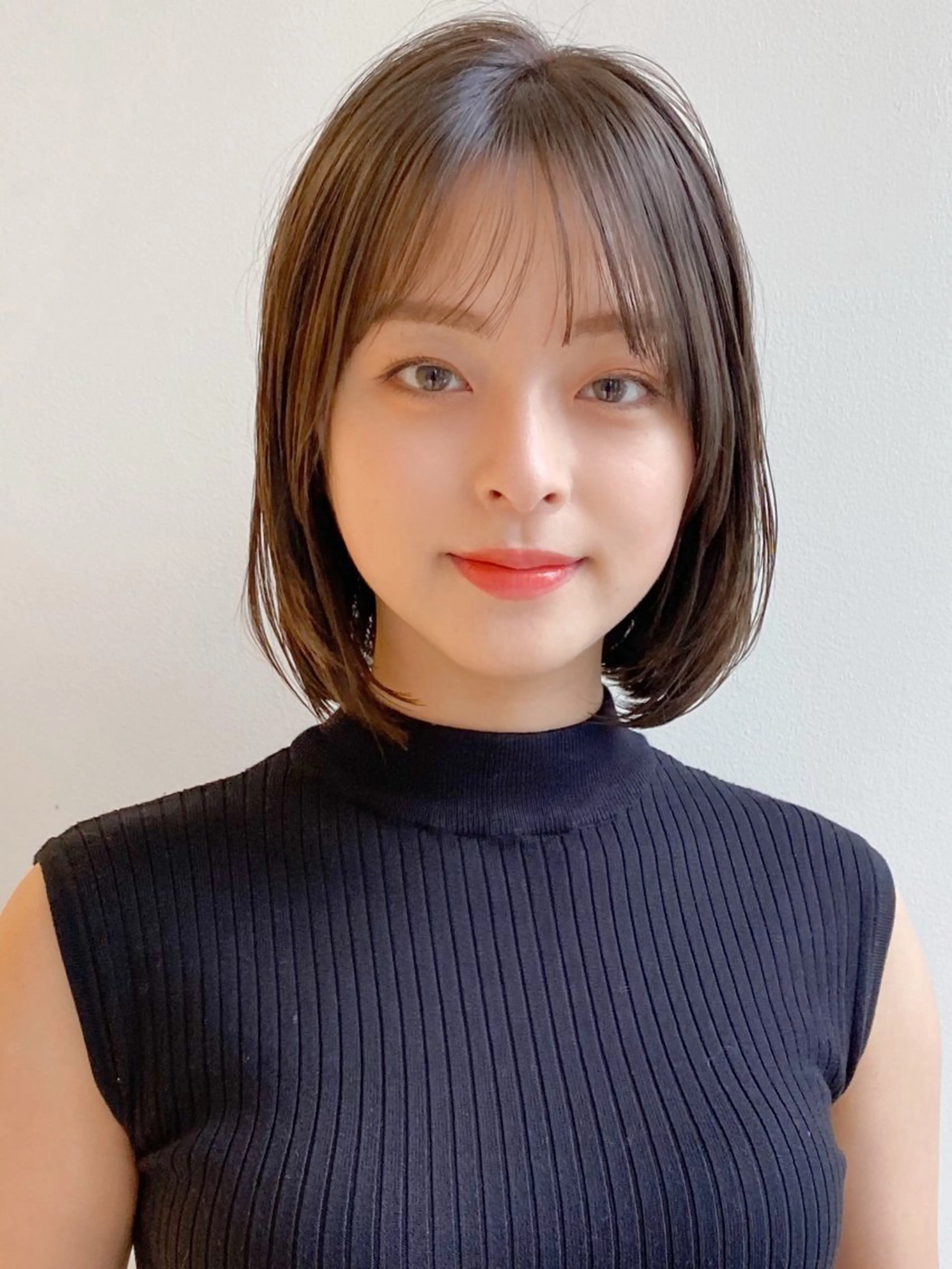 ミディアム カラー 切りっぱなしボブ グレージュ ボブ カット ヘアカラー トリートメント レイヤー×髪質改善✨ 渋谷/佐藤侑哉のヘアスタイル