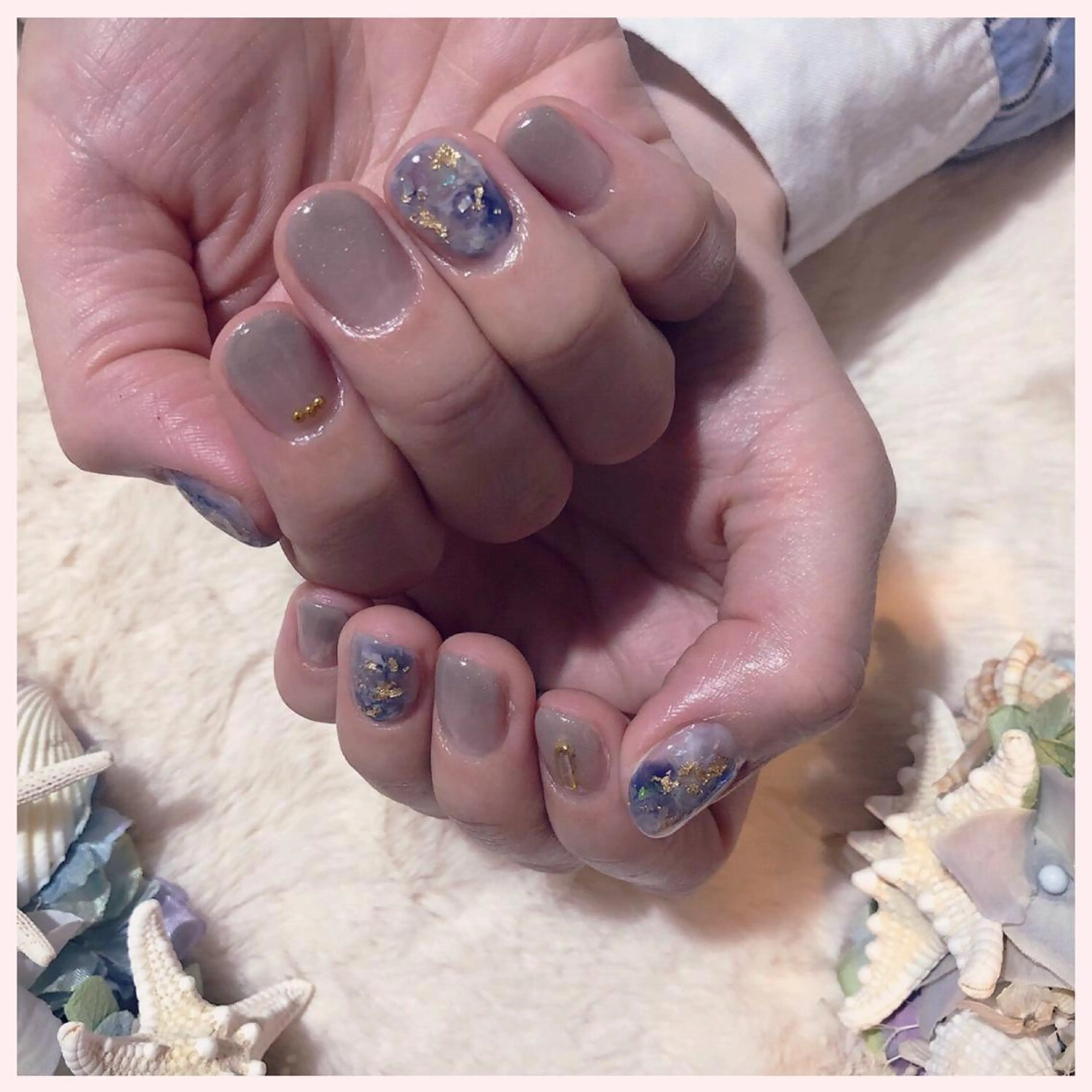 ネイル アートネイル グラデーション ラメ(グリッター) ラメグラデーション ネイビー YAS 青柳 安代のネイルデザイン