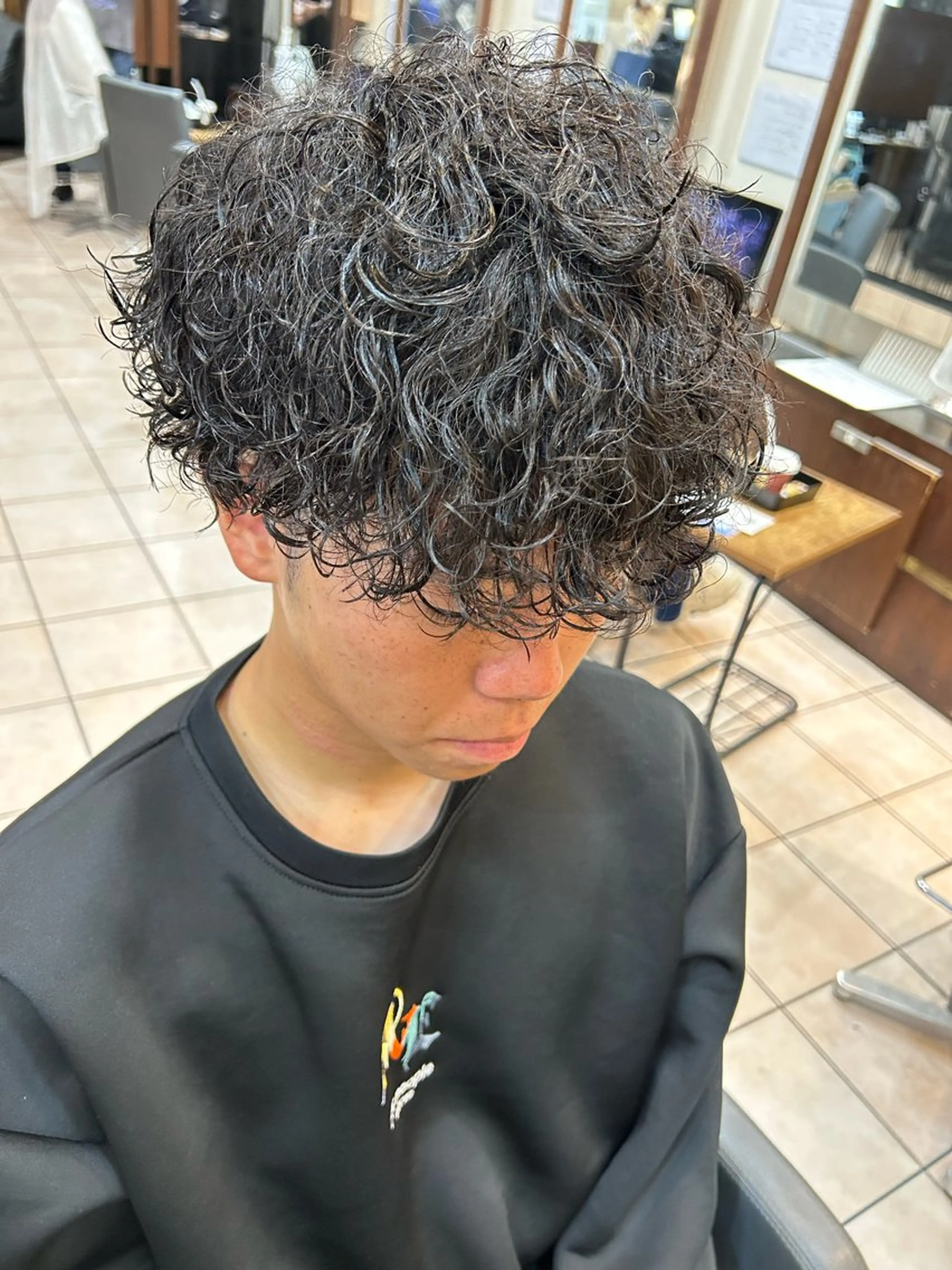 ミディアム パーマ メンズ 大阪/梅田/シャドウ パーマ/ノボリユウタのヘアスタイル