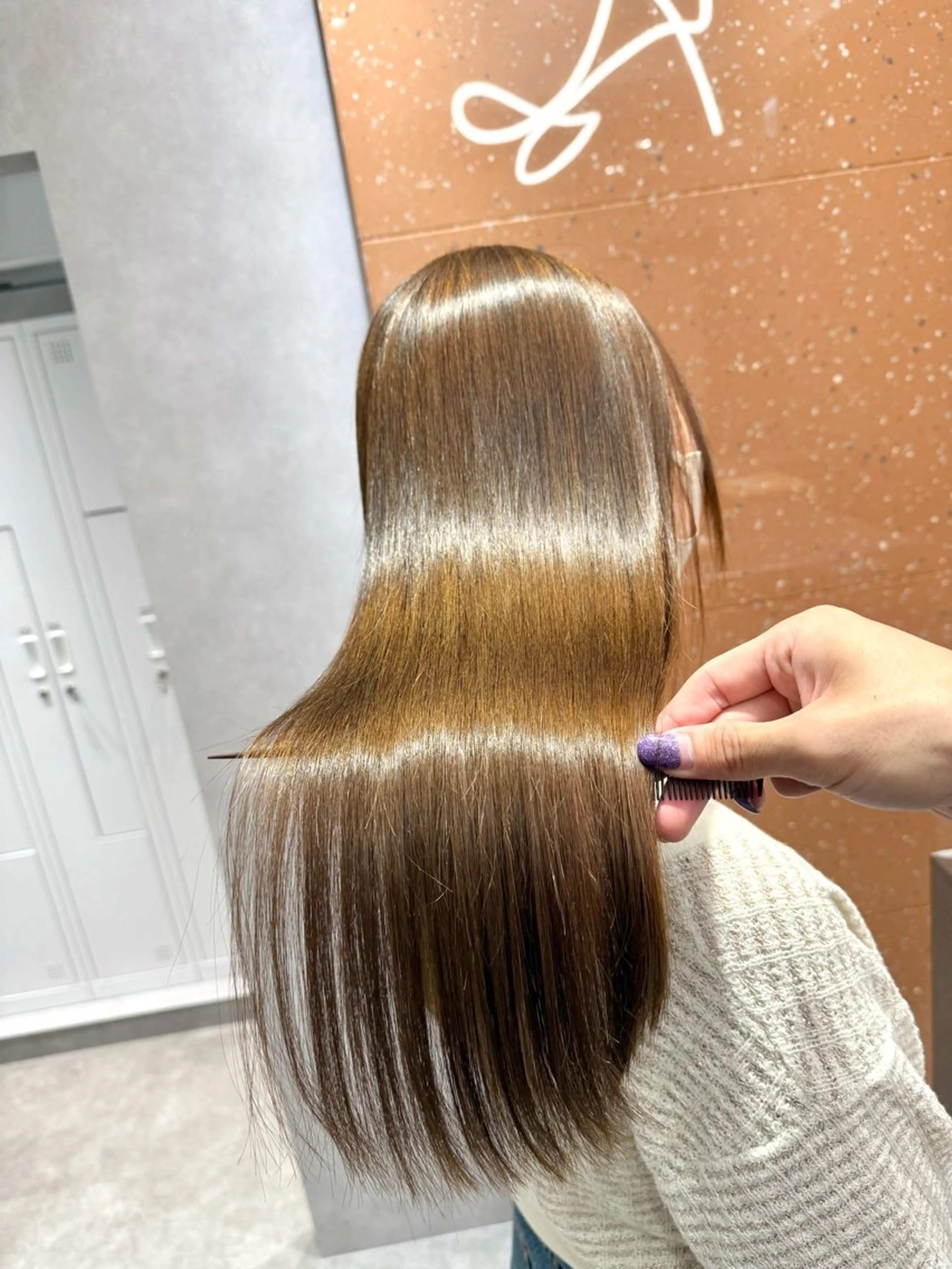 ロング カラー パーマ ヘアアレンジ 髪質改善 縮毛矯正 トリートメント ストレートパーマ カット 縮毛矯正 トリートメント 縮毛矯正/髪質改善/ ブリーチ毛/木元渓太のヘアスタイル