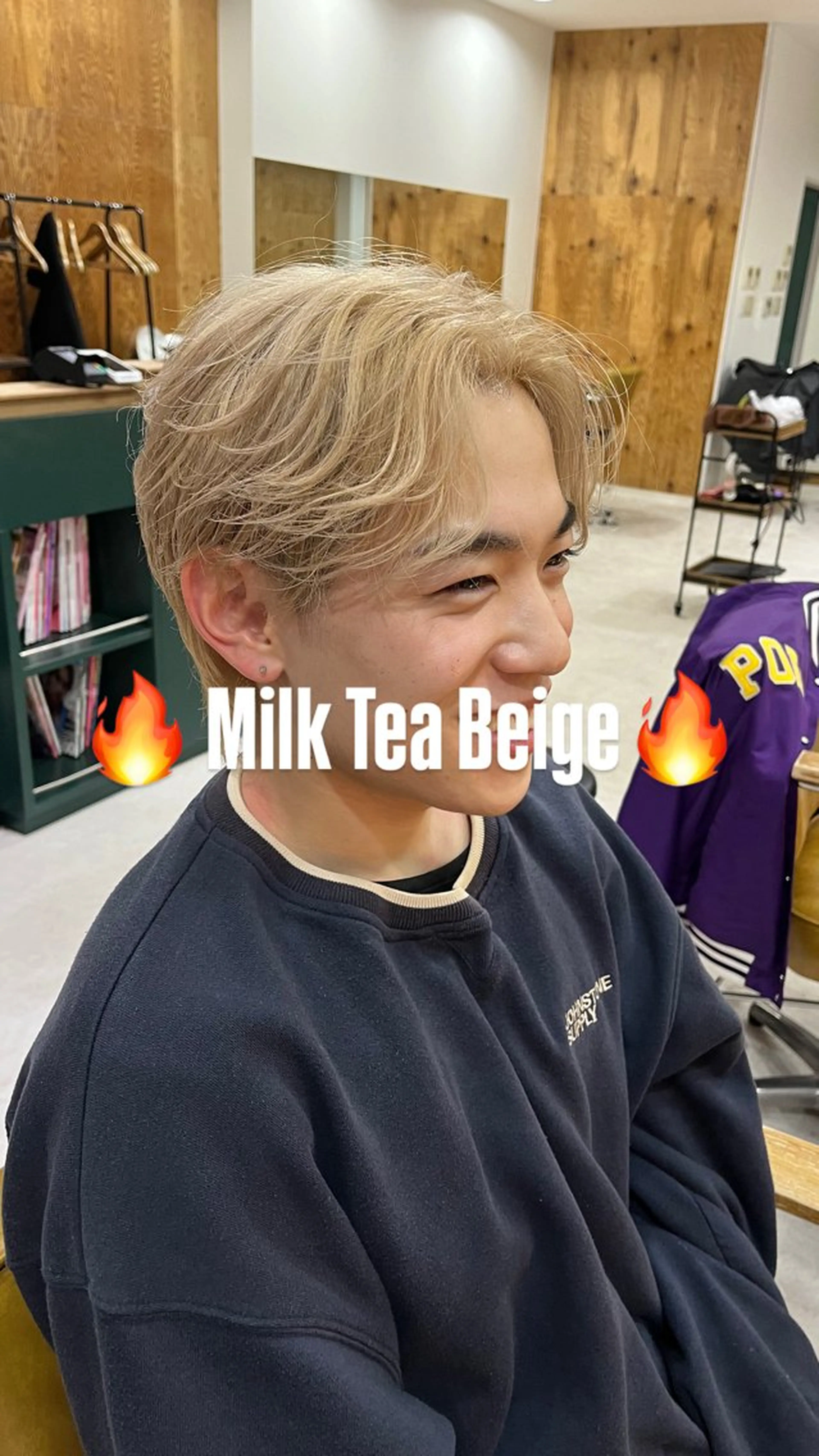 カラー メンズ ベージュカラー ミルクティーベージュ 【メンズパーマ専門】 質感職人/牧野成瀬のヘアスタイル