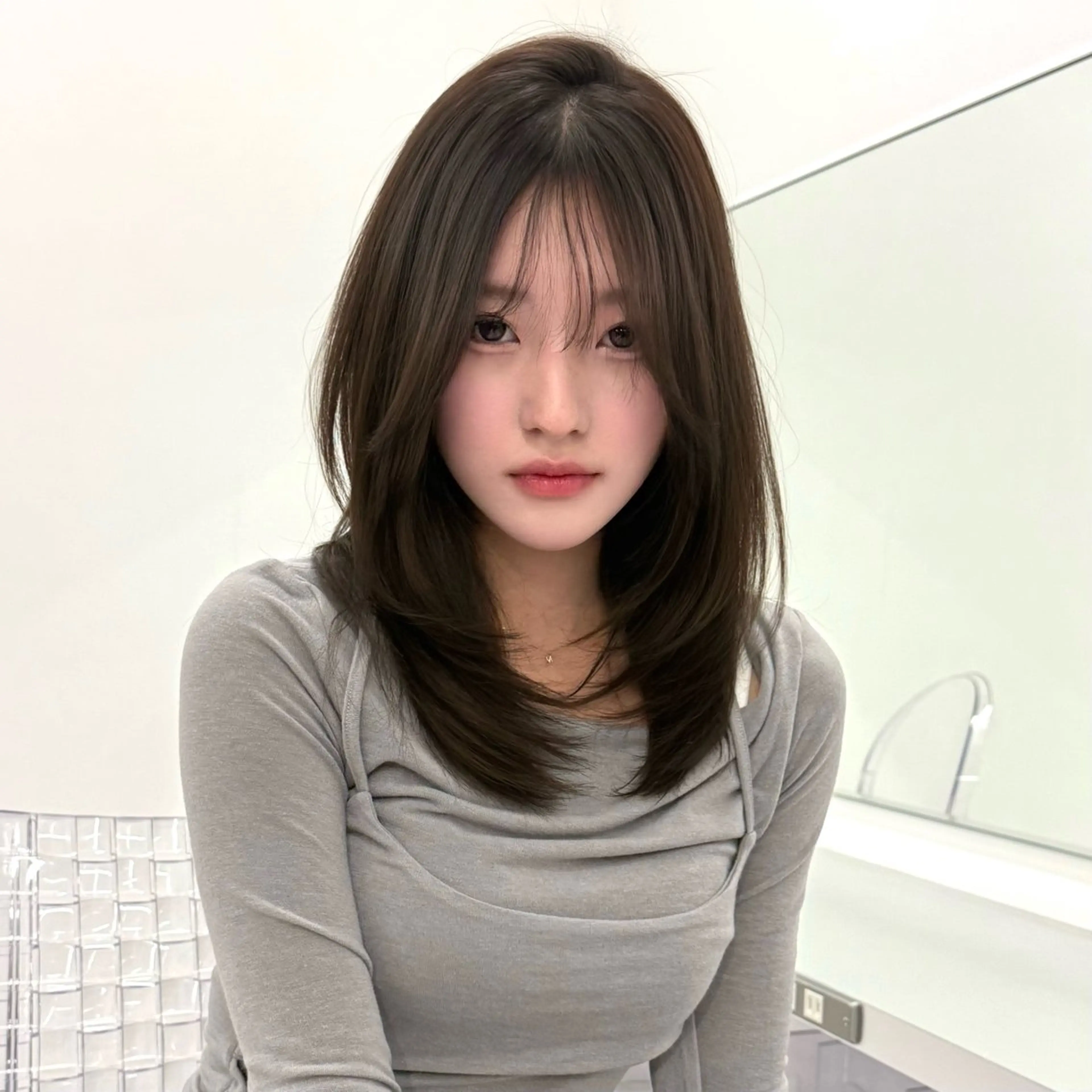 ミディアム ミディアムレイヤー レイヤーカット カット ヘアカラー 鍋田/ 渋谷/ 縮毛矯正／レイヤーのヘアスタイル