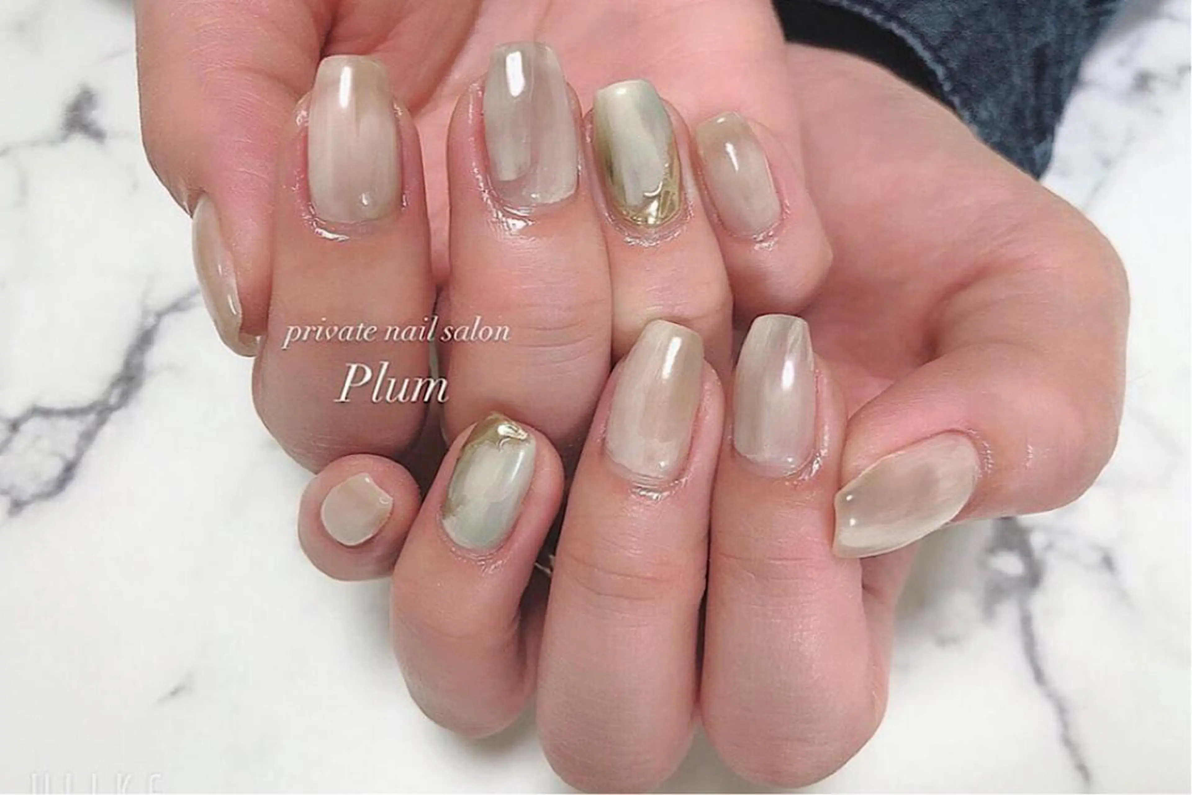 ネイル グリーン 春ネイル Plum nailのネイルデザイン