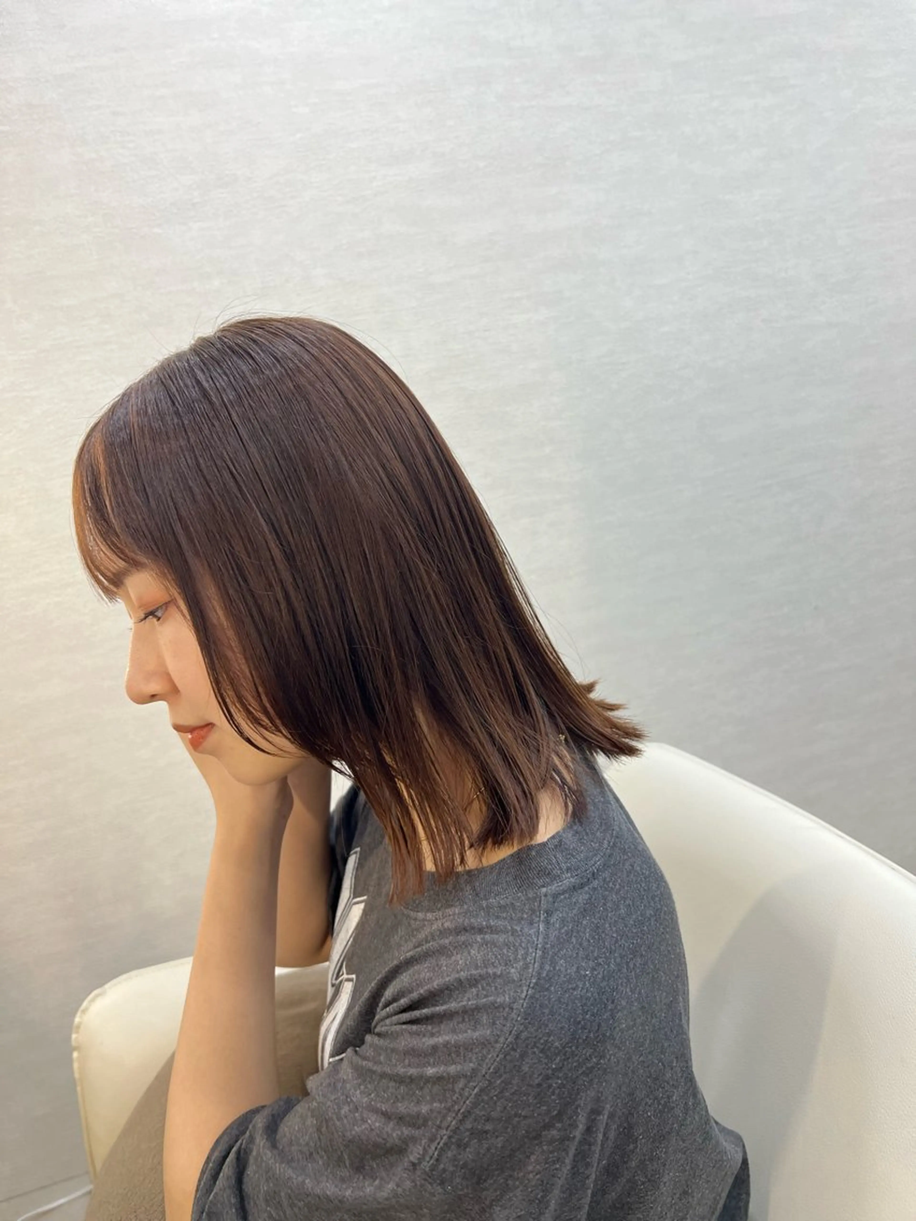 ミディアム レイヤーカット カット 縮毛矯正 トリートメント 六本松／レイヤー 美桜🌸mioのヘアスタイル