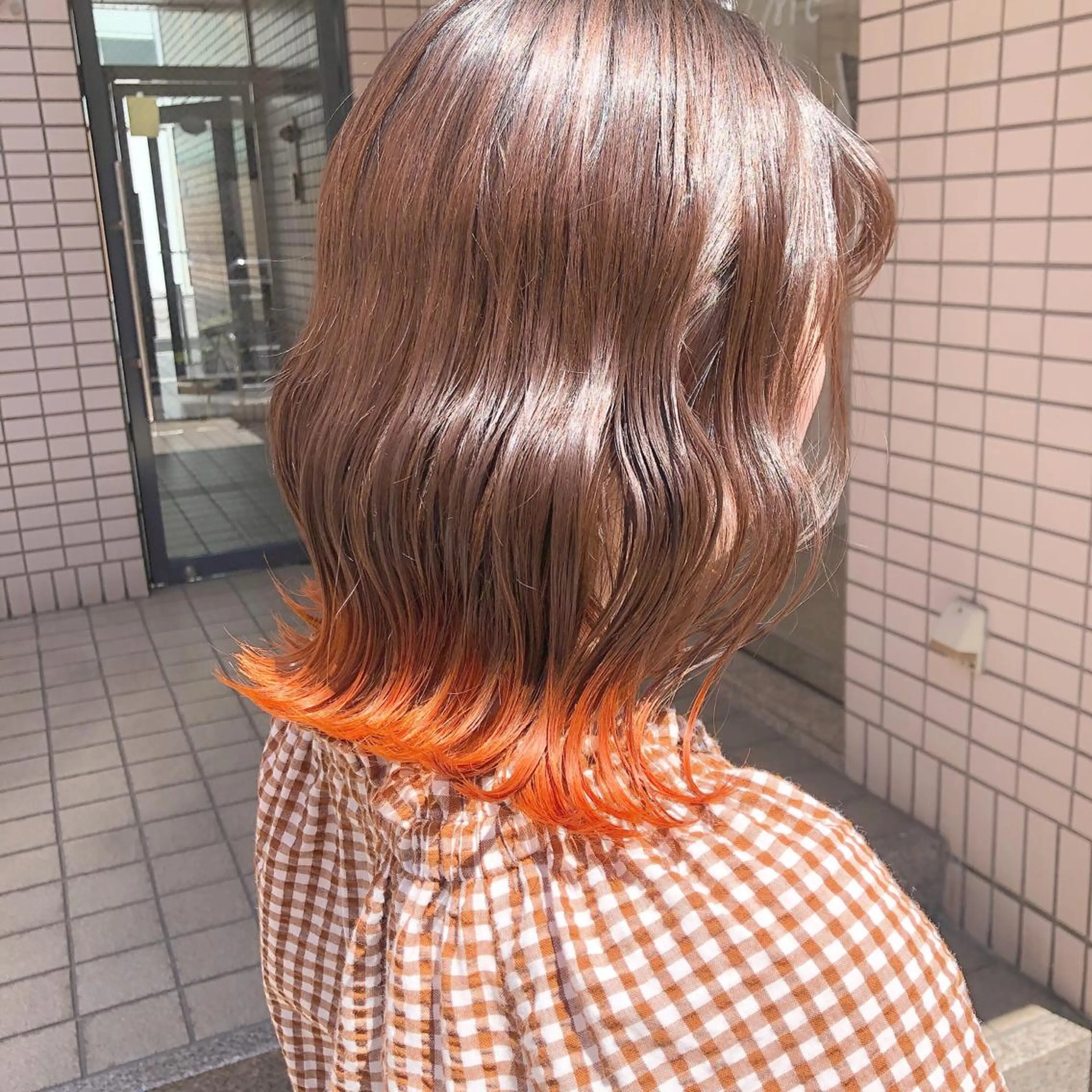 ミディアム カラー パーマ ヘアアレンジ メンズ キッズ ネイル マツエク・マツパ オレンジ カラーマツエク オレンジ 天神レイヤーカット No.1💖マユカのヘアスタイル