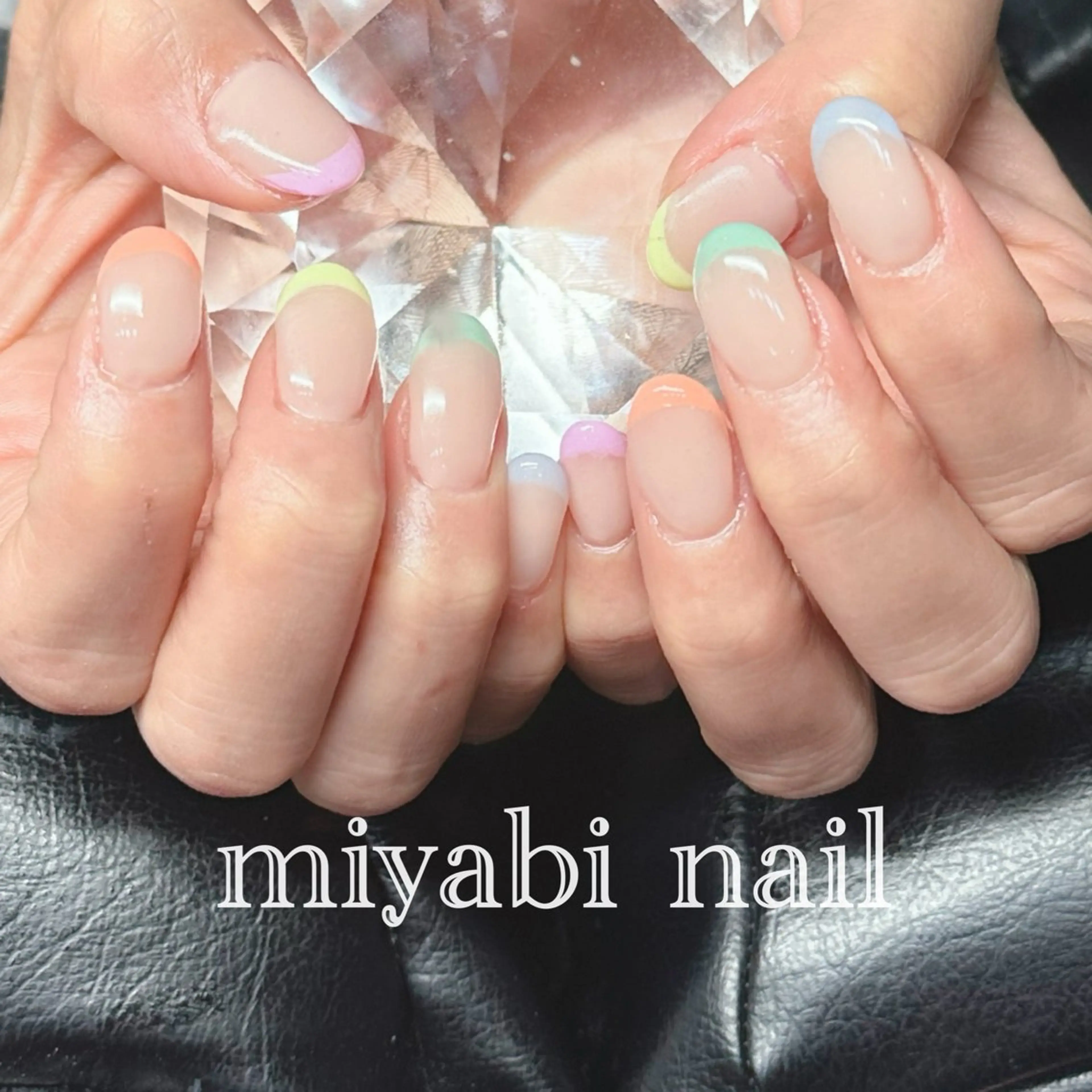 ネイル フレンチネイル ジェルネイル 持ち込み パステルネイル 春ネイル ハンドネイル miyabi nail 桂川駅近くのネイルデザイン