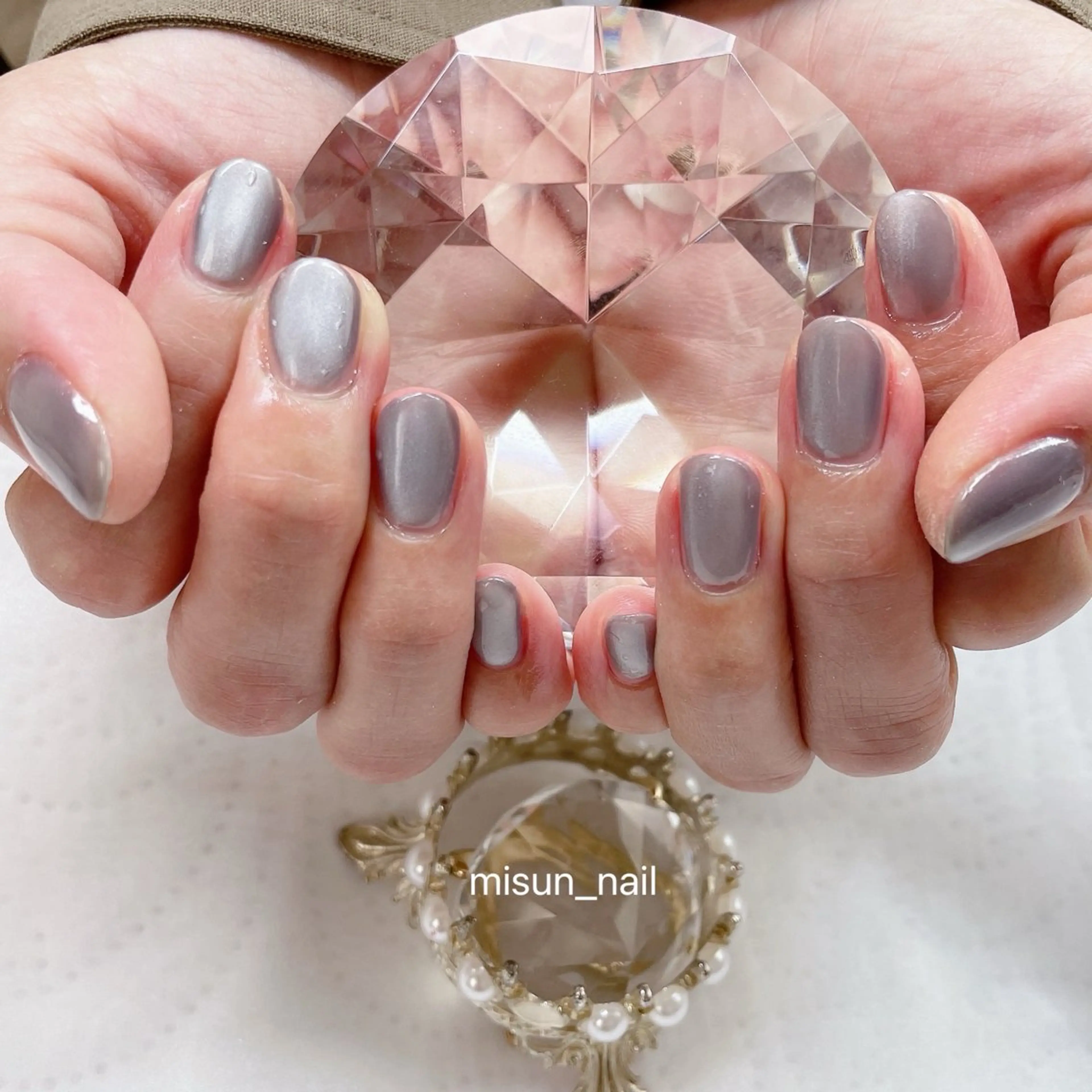ネイル アートネイル オーロラネイル チークネイル 長さ出し フラッシュネイル misun_ nailのネイルデザイン
