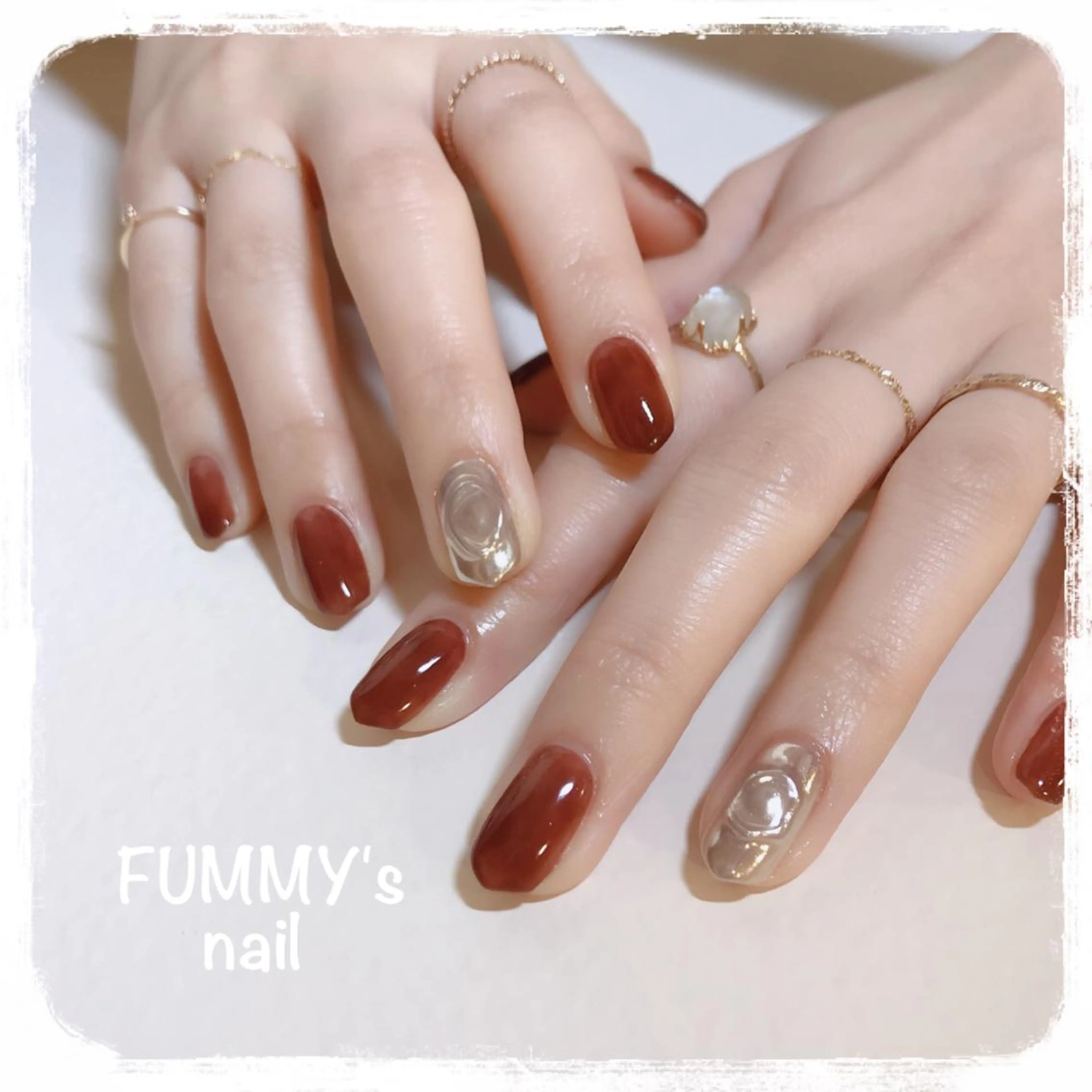 ショート カラー ネイル ミラーネイル ✴︎fumi nail✴︎のネイルデザイン