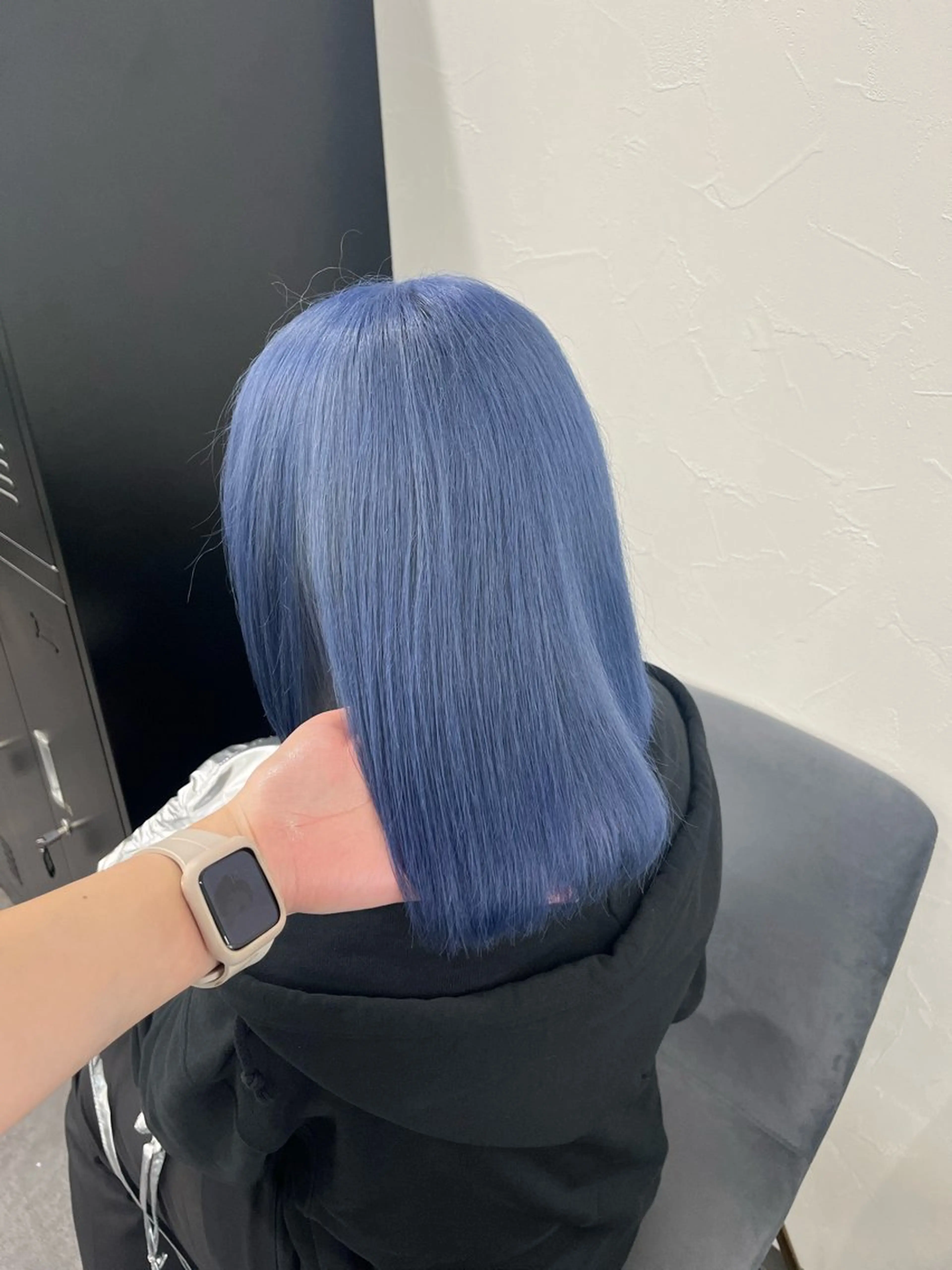 セミロング カラー ブリーチ 透明感カラー ネイビーカラー シルバー 韓国風ヘア ヘアカラー 韓国ヘア🖤/透明感 shihoのヘアスタイル