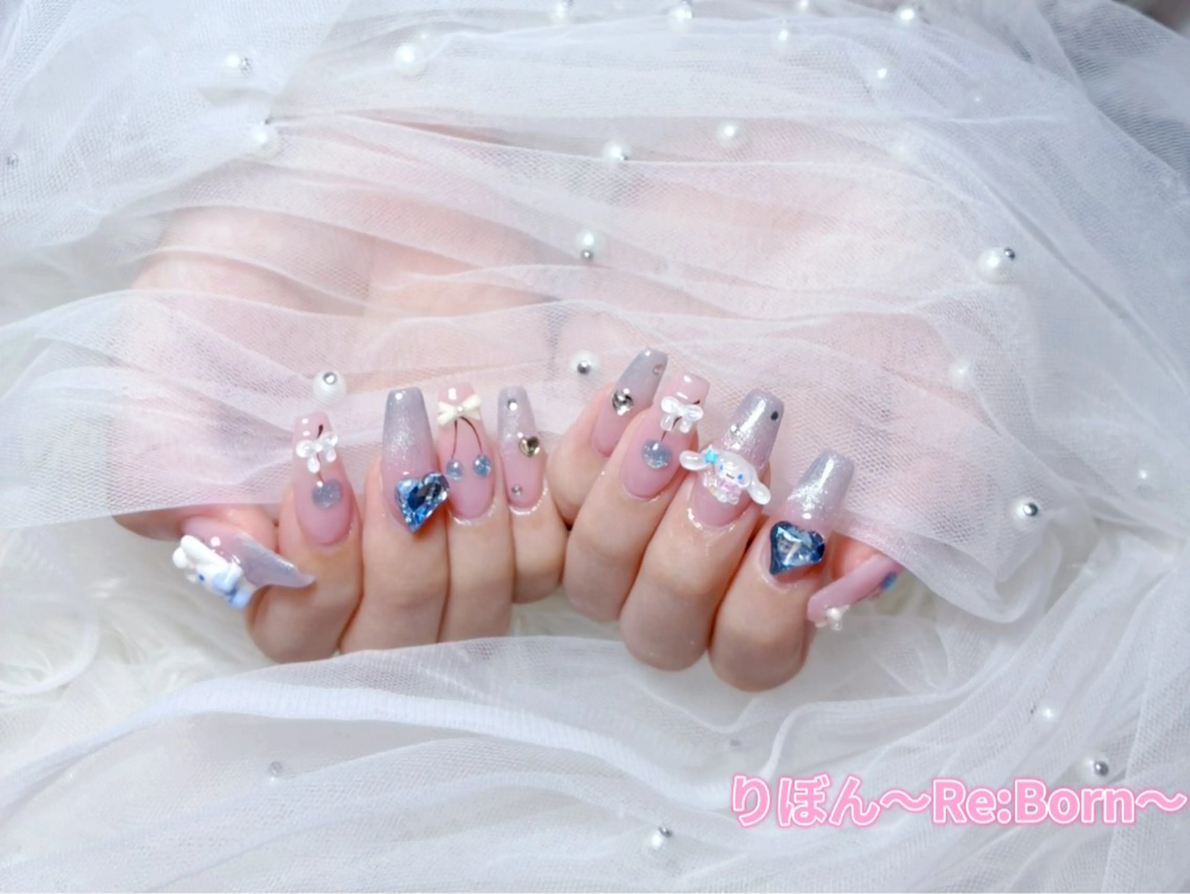 ミディアム 韓国風ヘア りぼん Re:Bonrのネイルデザイン