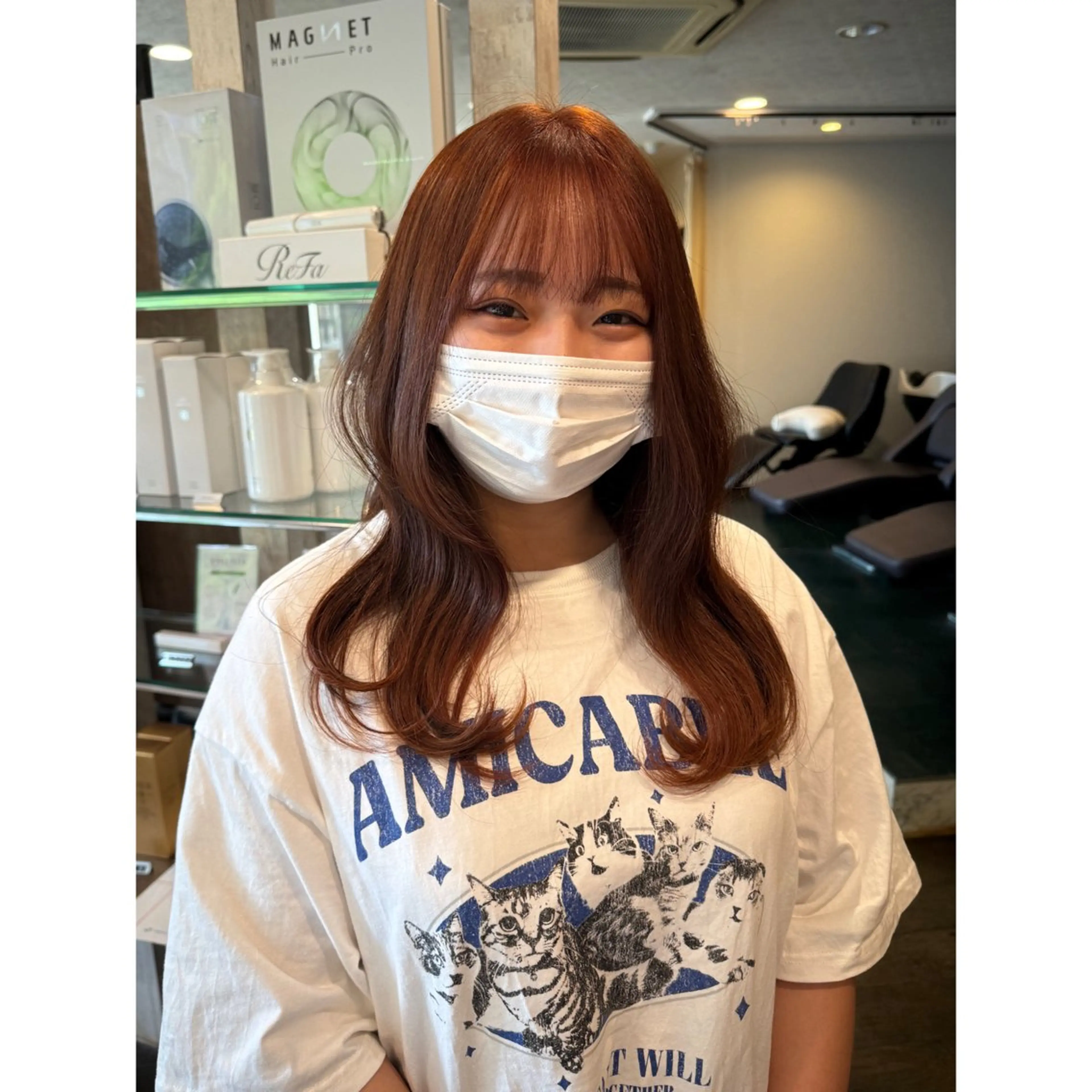 ロング オレンジブラウン ヘアカラー ハイトーン/ ダブルカラー/透明感のヘアスタイル