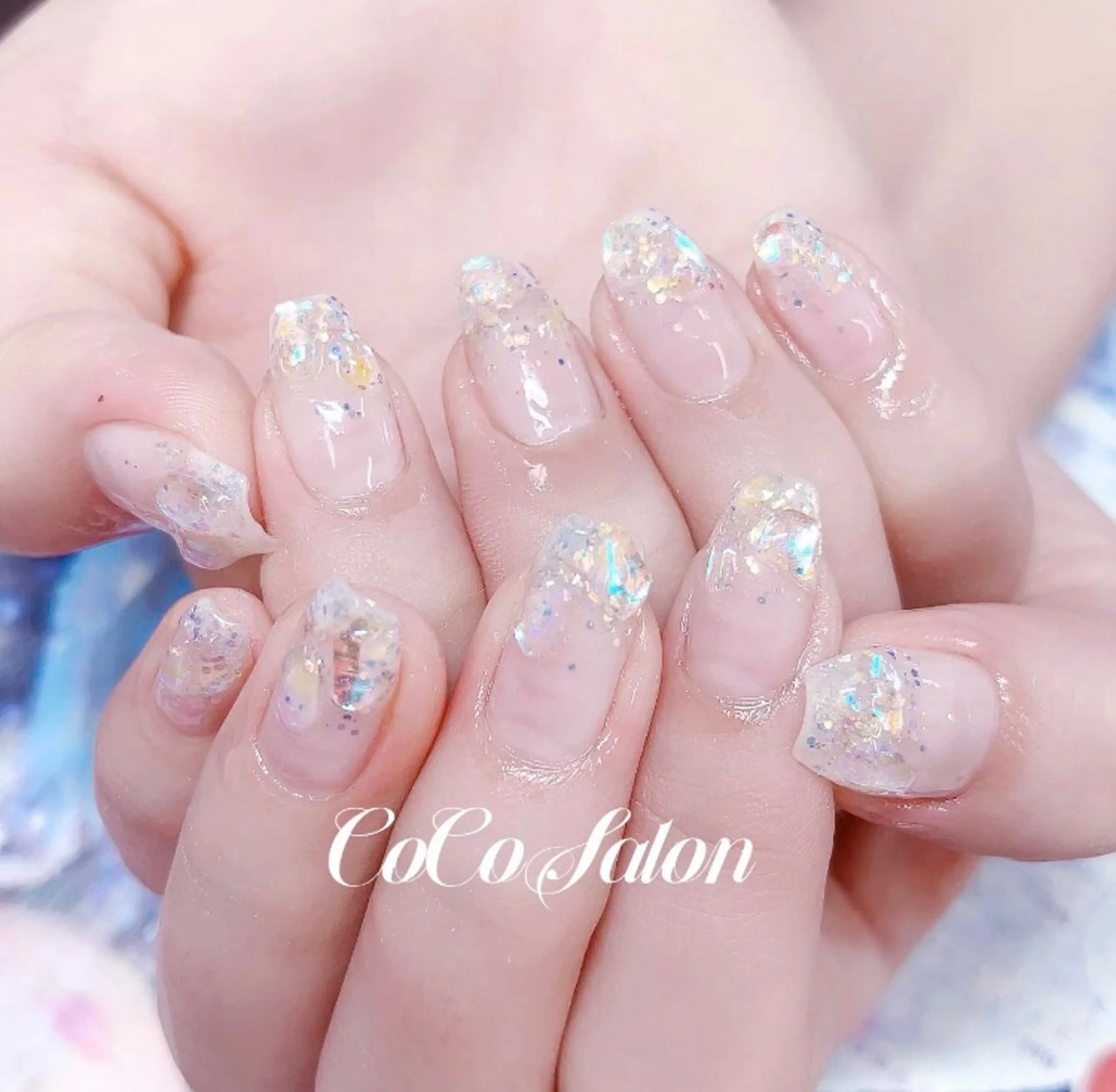 ネイル オーロラネイル グラデーション ホログラムネイル 氷ネイル・うるうるネイル キラキラネイル ハンドネイル CoCo Salon ネイル/睫毛/脱毛のネイルデザイン