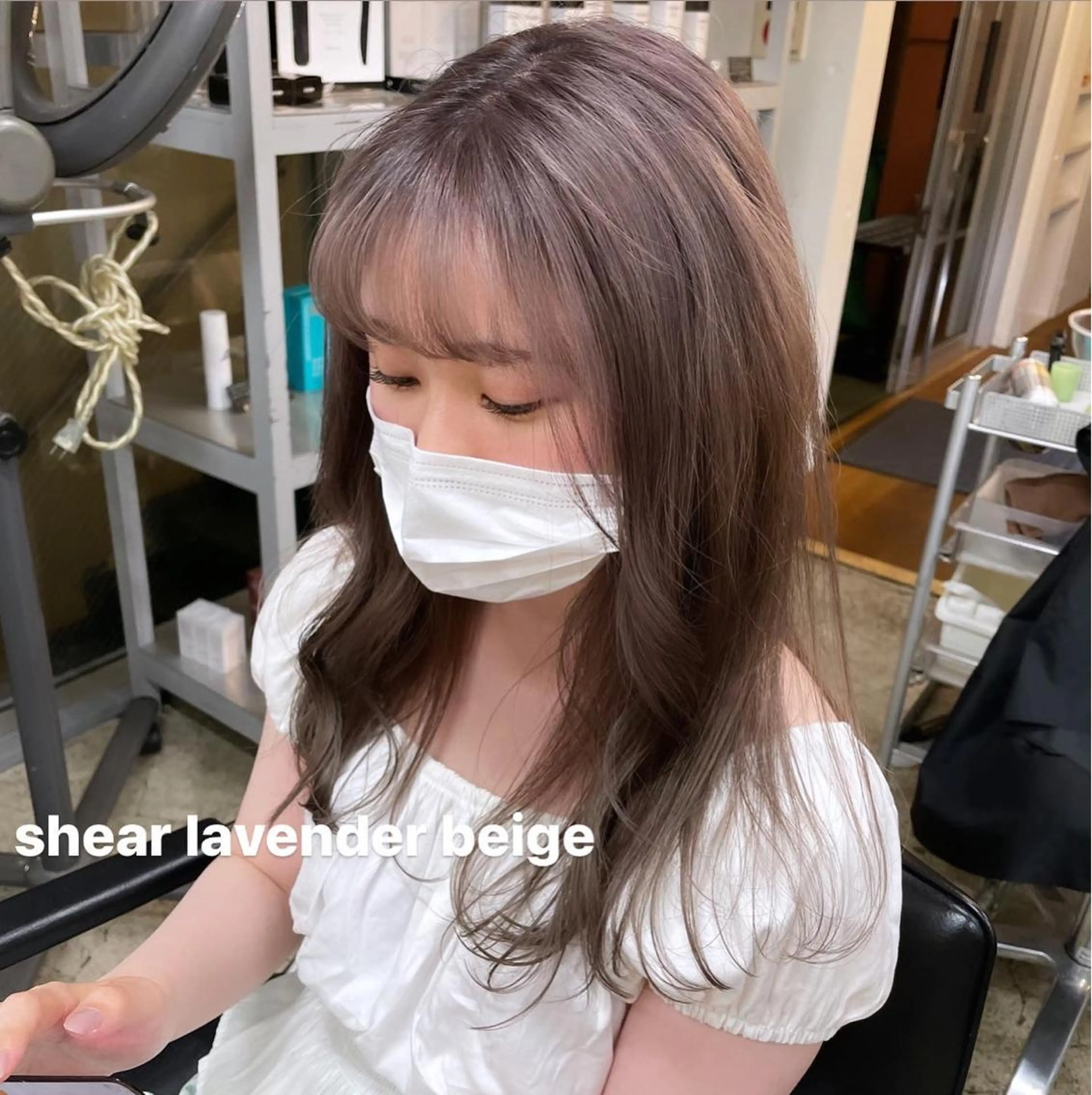 ロング カラー ヘアアレンジ センターパート／マッ シュ／パーマ　あさみのヘアスタイル