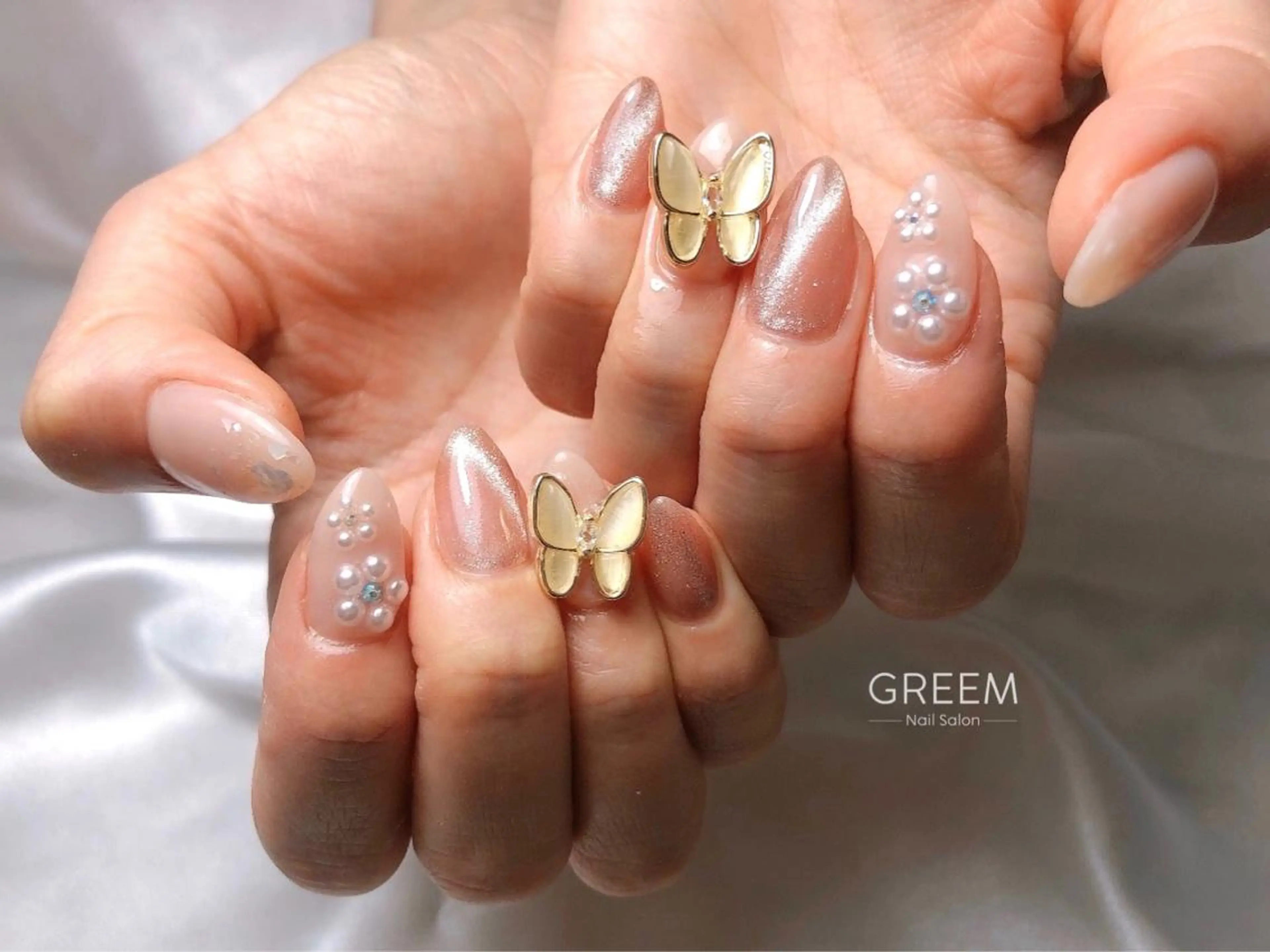 ネイル フラワーネイル マグネットネイル 春ネイル フットネイル GREEM グリームのネイルデザイン