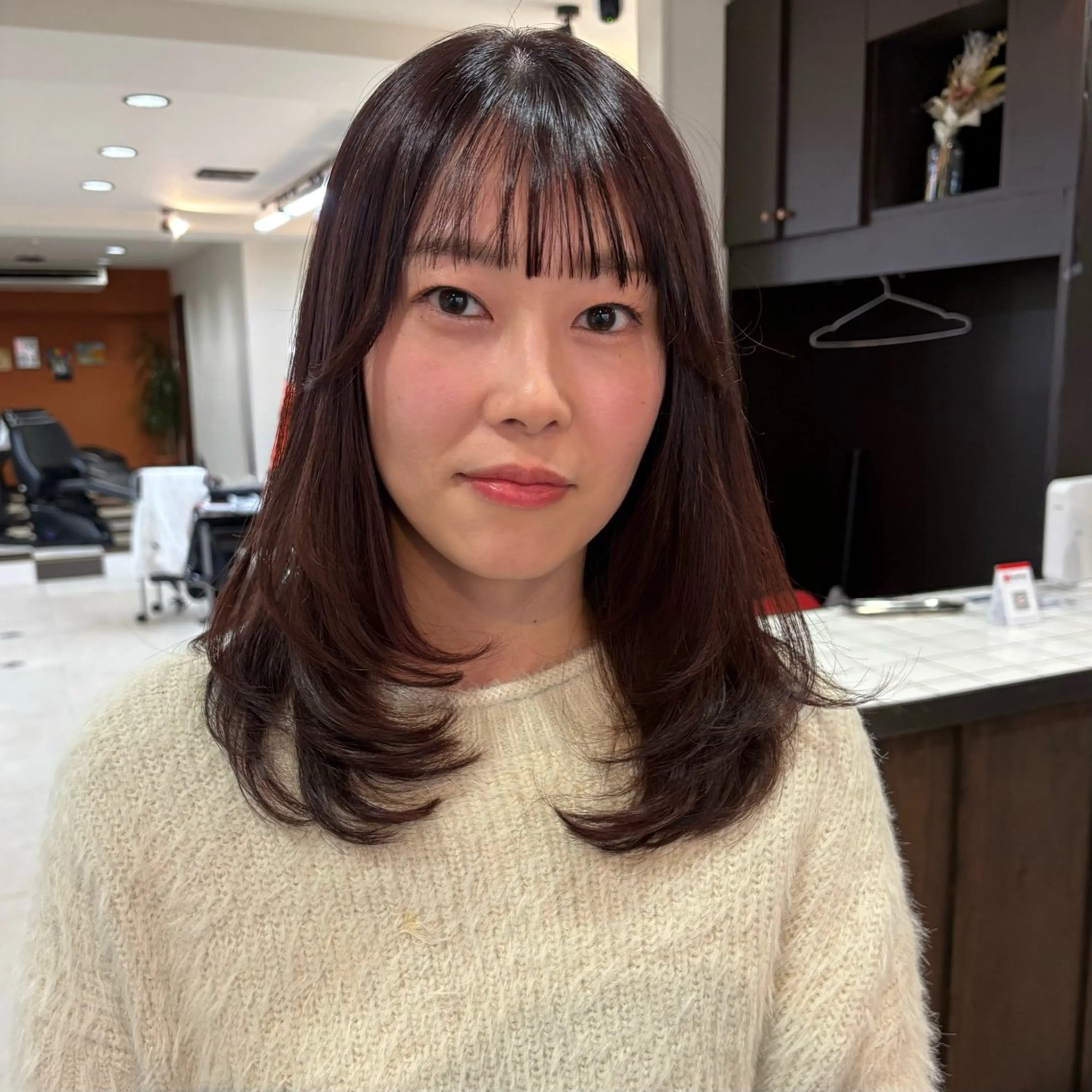 ミディアム カラー ミディアムレイヤー レイヤーカット カット ヘアカラー SHICUNE /ミホのヘアスタイル