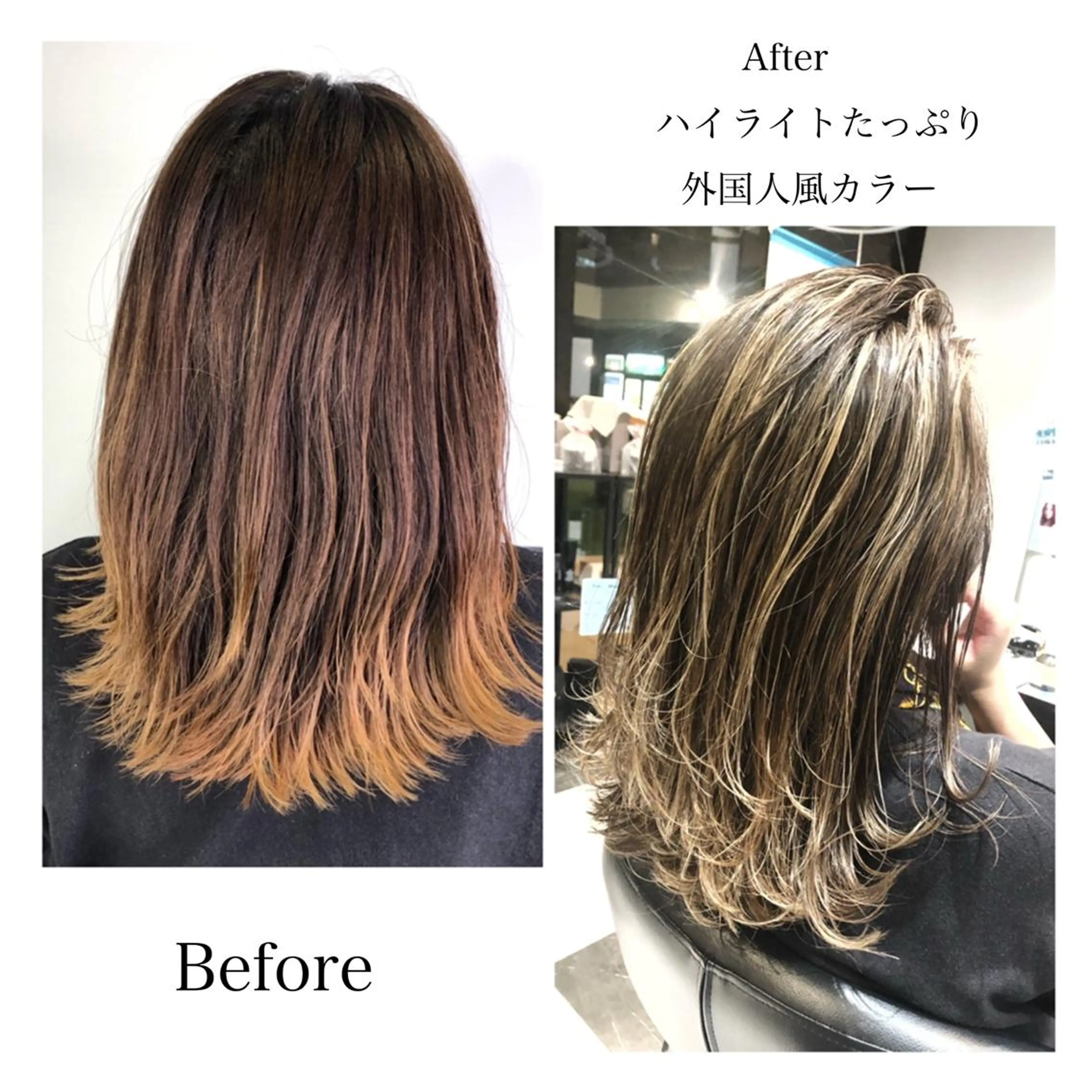 セミロング カラー ハイライトカラー 外国人風カラー ハイライト メンズヘア特化 崎田 成人のヘアスタイル