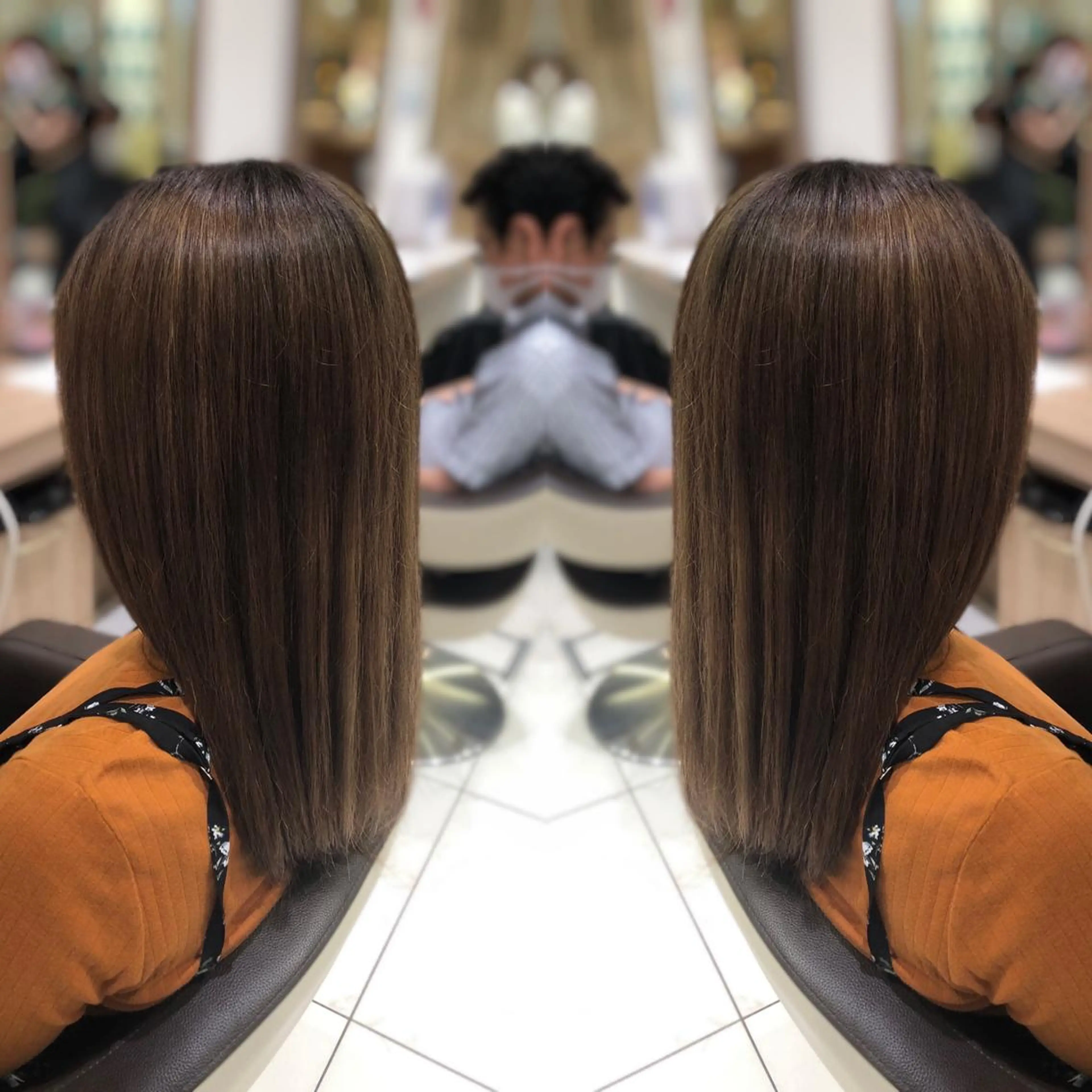 セミロング カラー 韓国レイヤー×透明感 カラー/山崎一輝のヘアスタイル