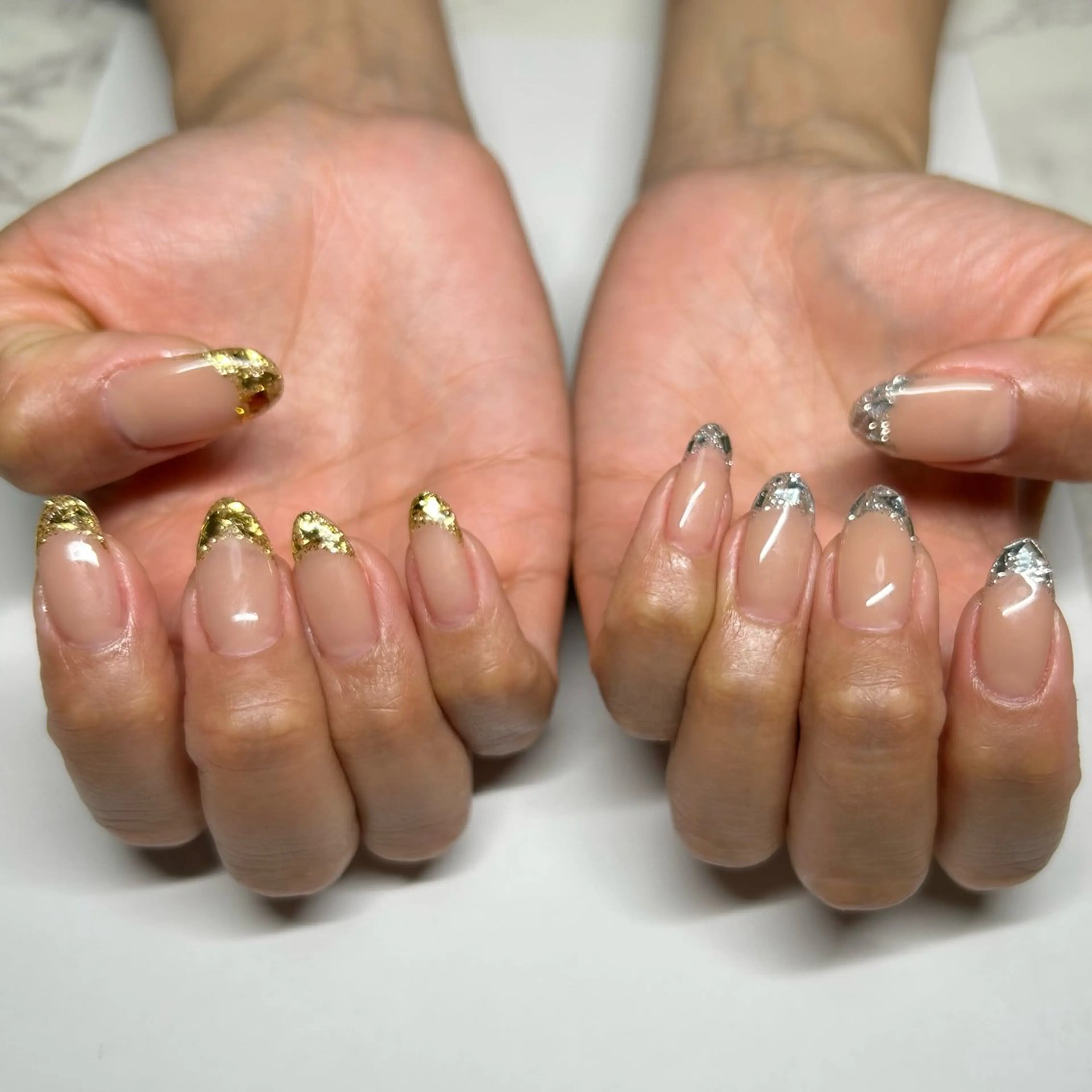 ネイル フレンチネイル ガラスフレンチ ハンドネイル aliengirl Ayuのネイルデザイン