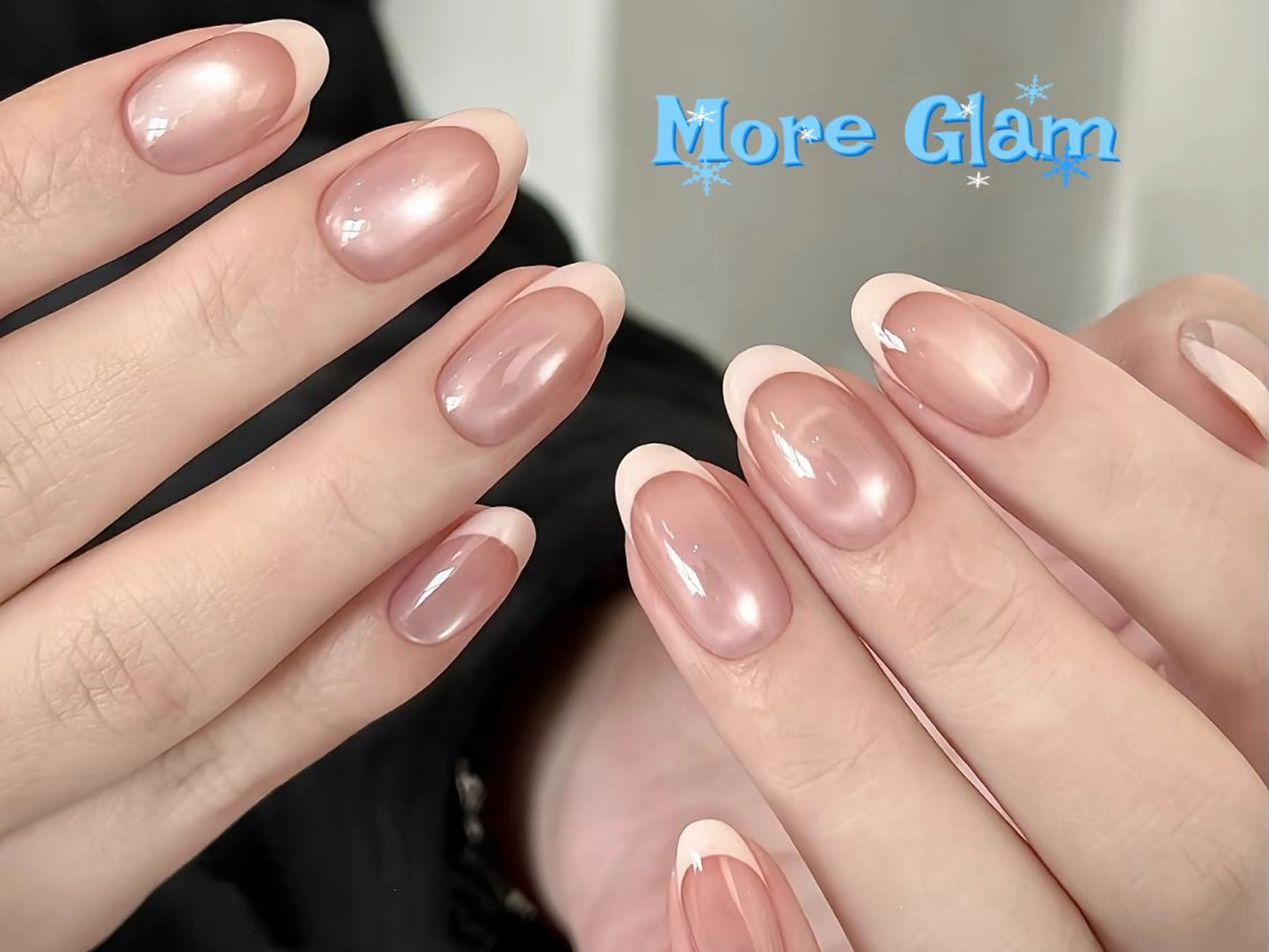 ネイル 長さ出し フットネイル フレンチネイル ジェルネイル ガラスフレンチ MoreGlam ネイルのネイルデザイン