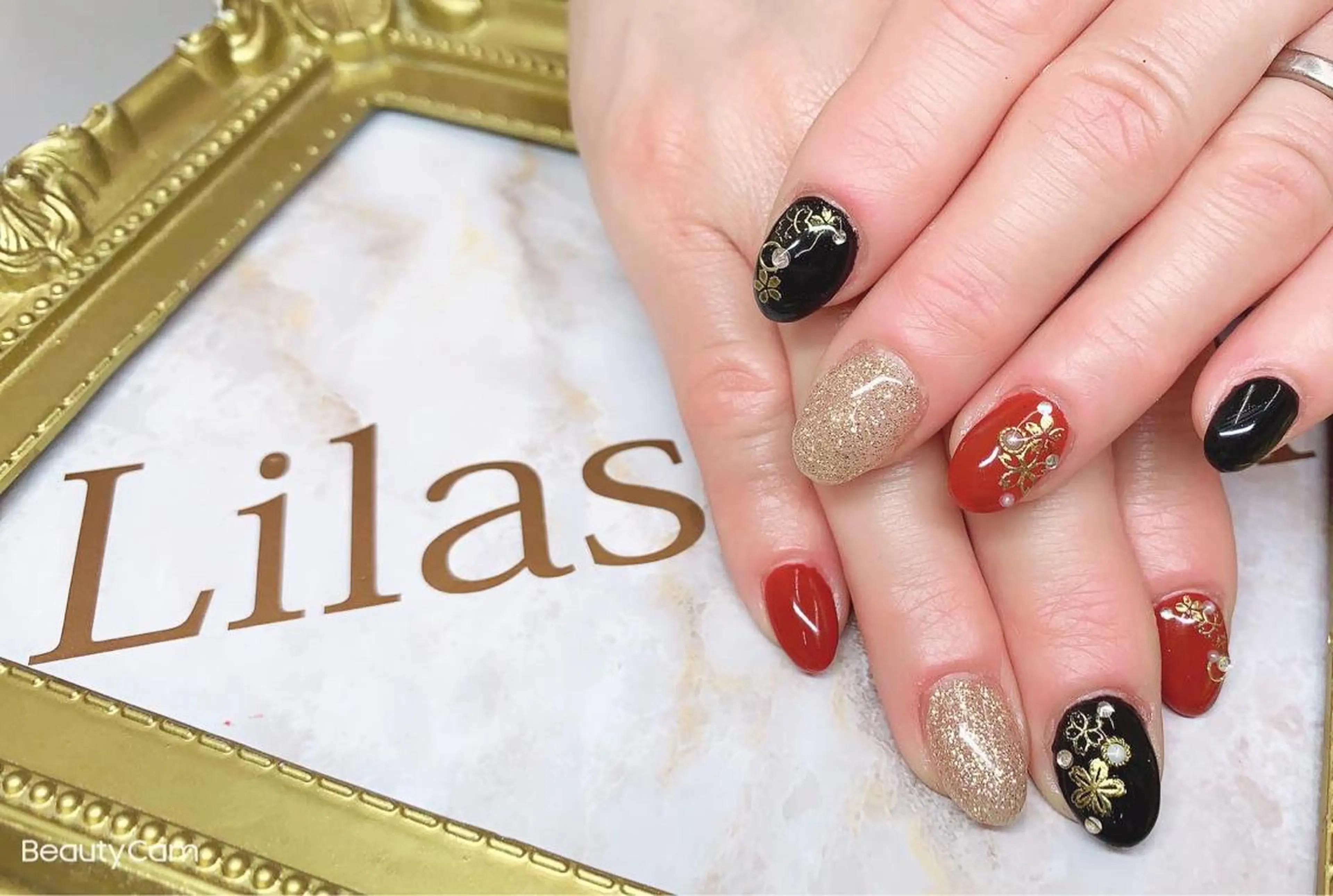 ネイル 成人式 ジェルネイル ハードジェル ロングネイル ミラーネイル Lilas Nailのネイルデザイン