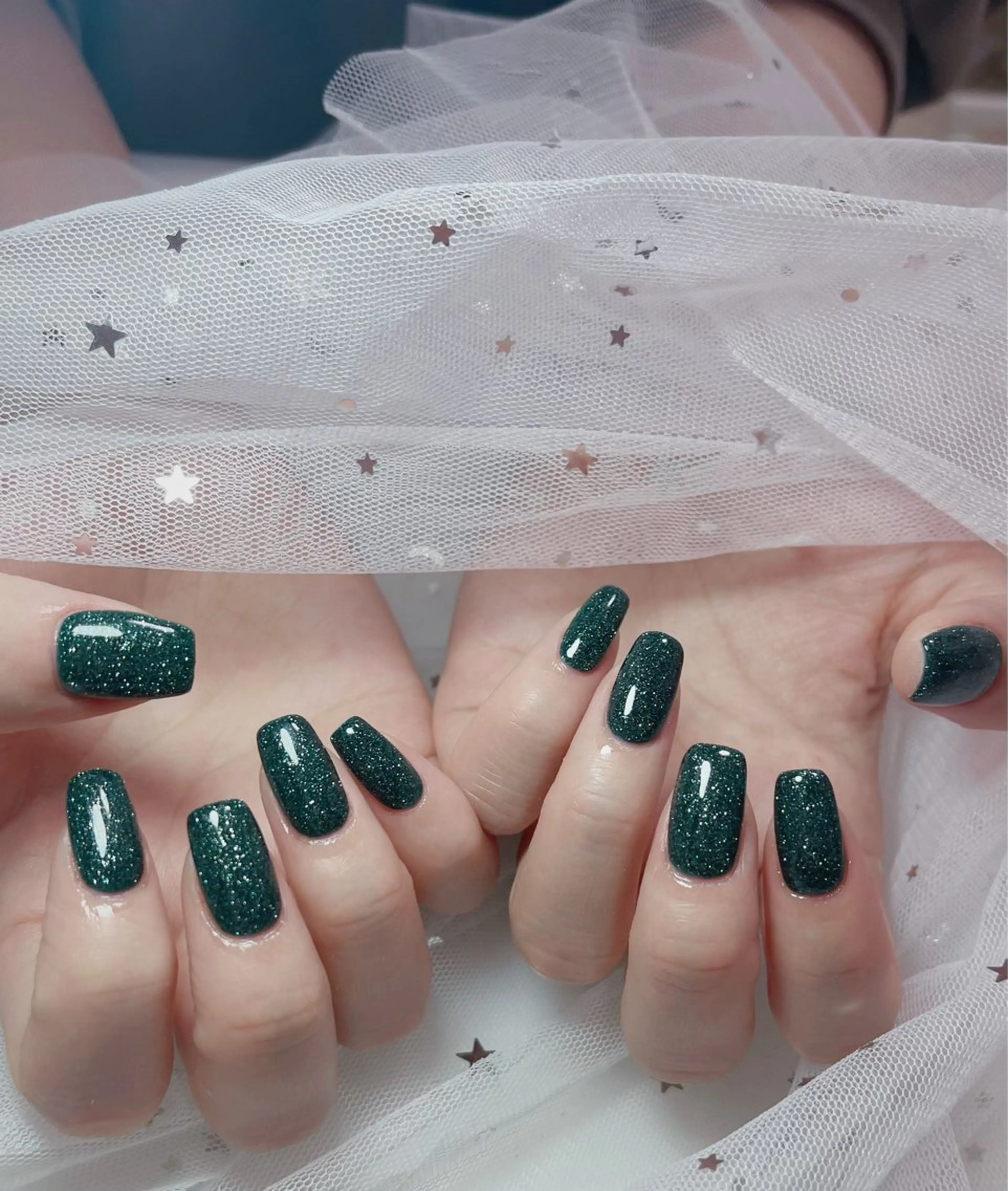 ネイル オーロラネイル 長さ出し フットネイル 韓国ネイル ラメ(グリッター) 👍thumbs up nail👍のネイルデザイン