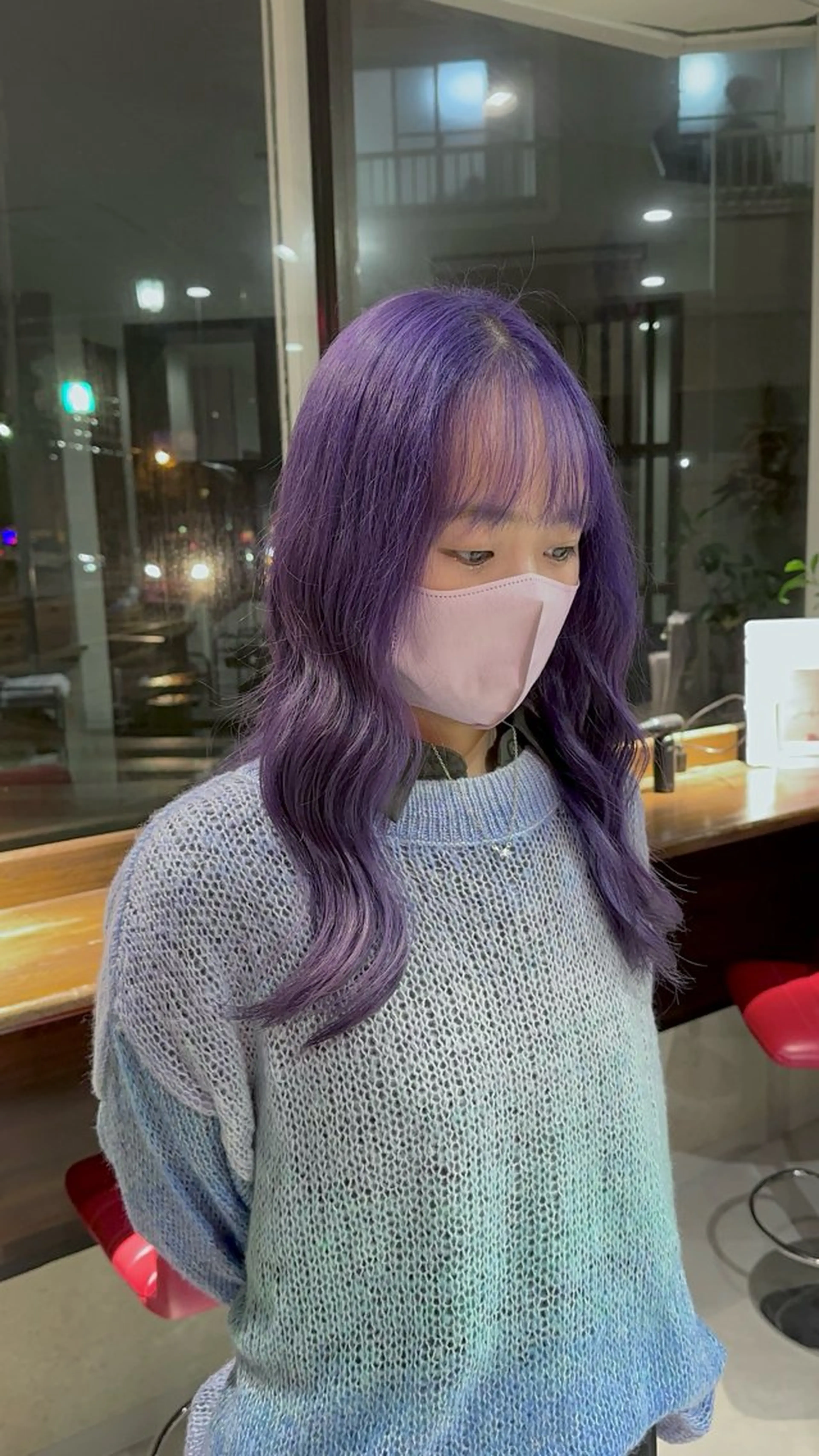 セミロング カラー ハイトーンカラー パープルカラー 遠藤惟斗/自由が丘/ 透明感カラー/パーマのヘアスタイル