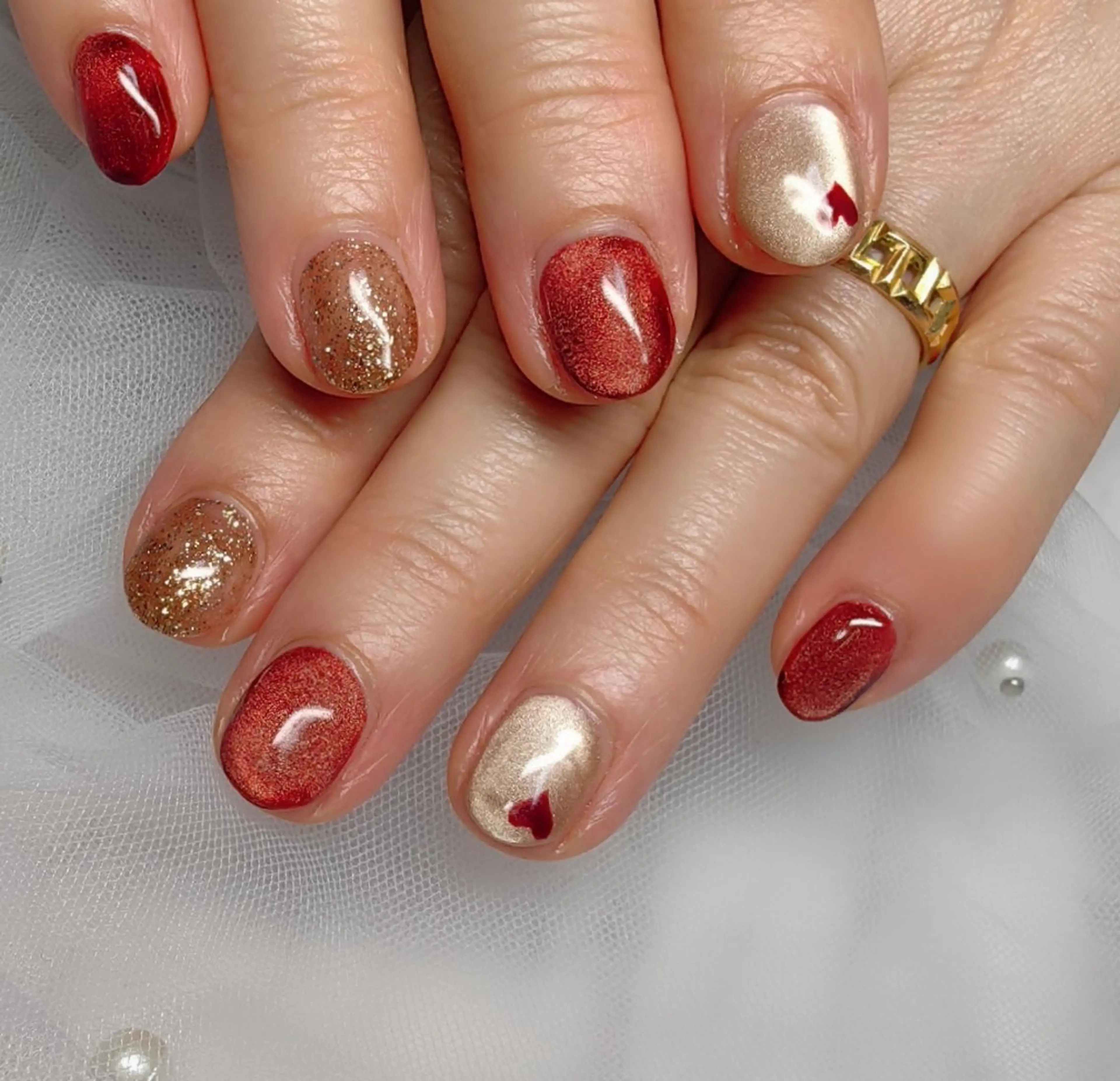 ネイル ハート ハンドネイル reve あやののネイルデザイン